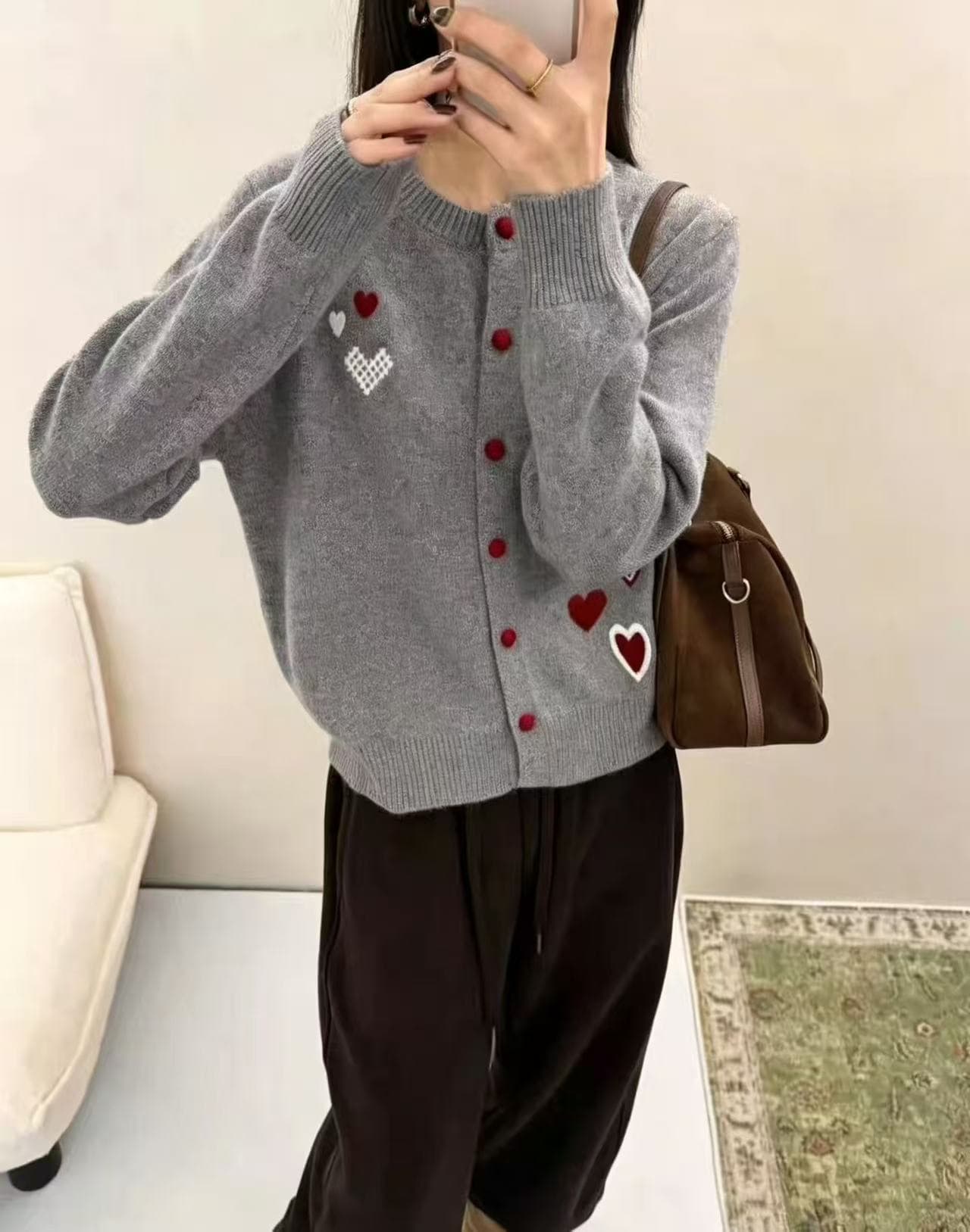 유럽 역 새로운 유럽 상품 3 차원 작은 곰 하트 니트 오픈 가디건 여성 상세 이미지 2