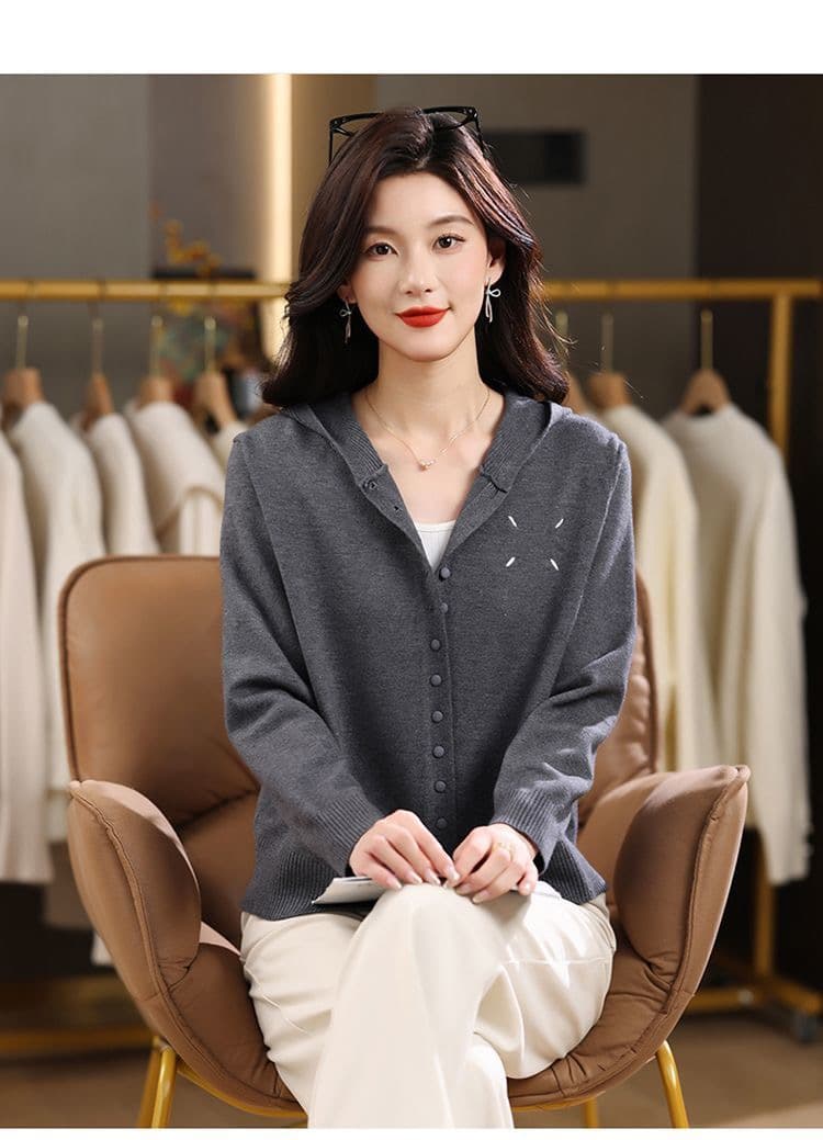 품격 외국 가스 후드 빅 사이즈 니트 오픈 가디건 가을 의상 새로운 패션 고급 스웨터 코트 루즈핏 슬림해 보이는 맨위 상세 이미지 10