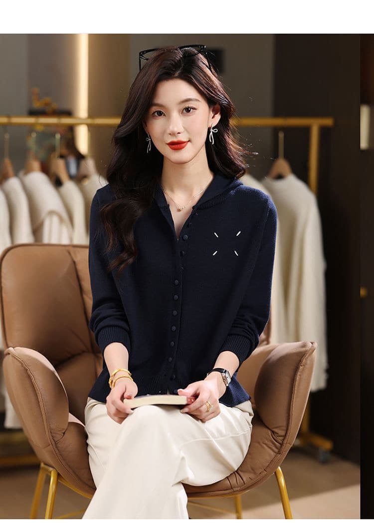 품격 외국 가스 후드 빅 사이즈 니트 오픈 가디건 가을 의상 새로운 패션 고급 스웨터 코트 루즈핏 슬림해 보이는 맨위 상세 이미지 14