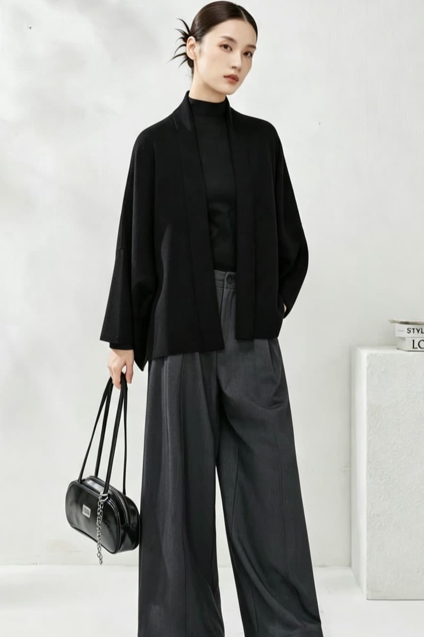 루즈핏 빅 사이즈 박쥐 섹션 가을 어깨 소매 없음 버클 오픈 가디건 경기 슬립 드레스 숄 외부 가져 가라. 여성 에어컨 셔츠 이미지 6