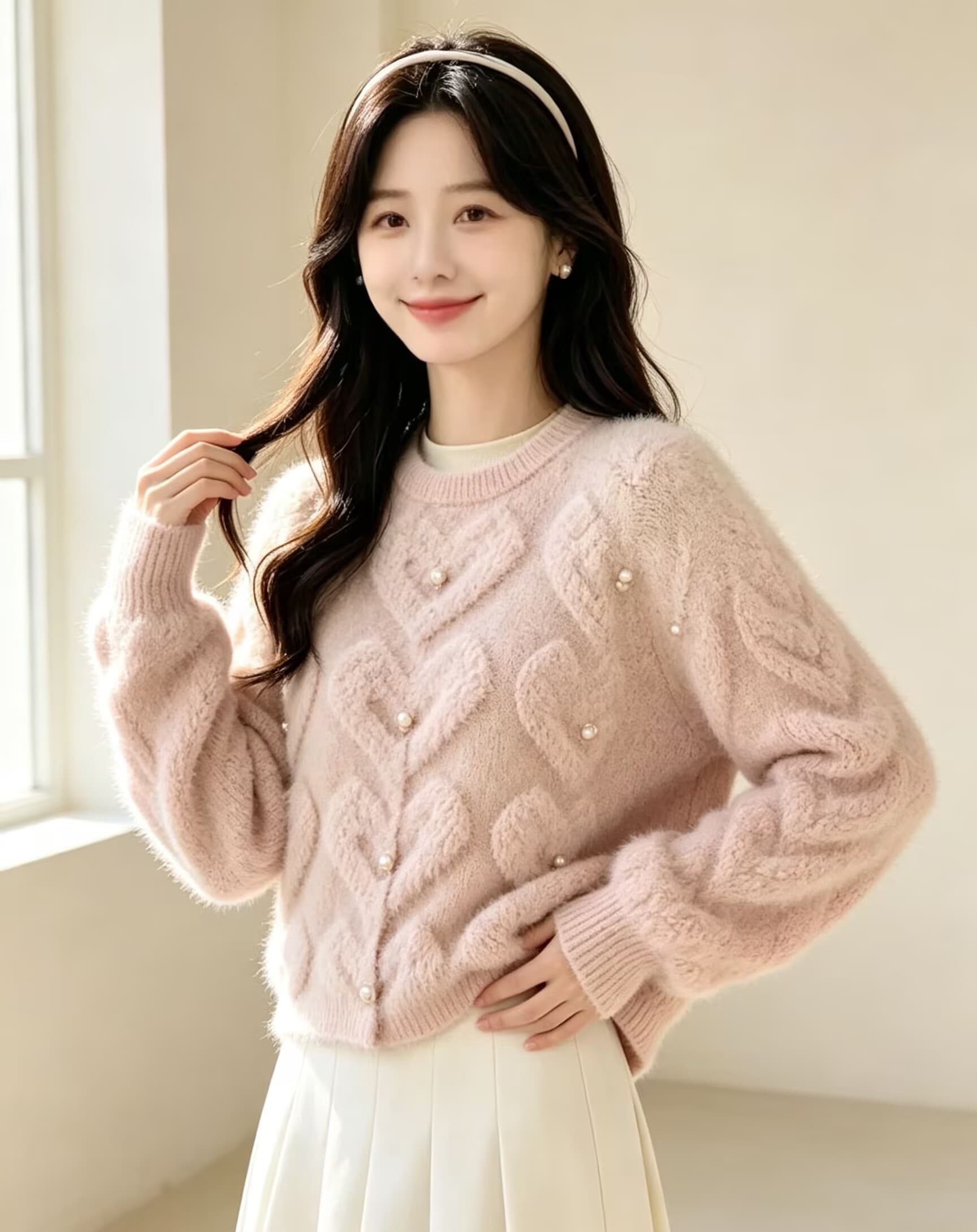 부드러운 바람 달콤함 비즈 박기 플리스 니트 오픈 가디건 여성 가을 겨울 새로운 외국 가스 연령 감소 슬림해 보이는 스웨터 코트 상세 이미지 8