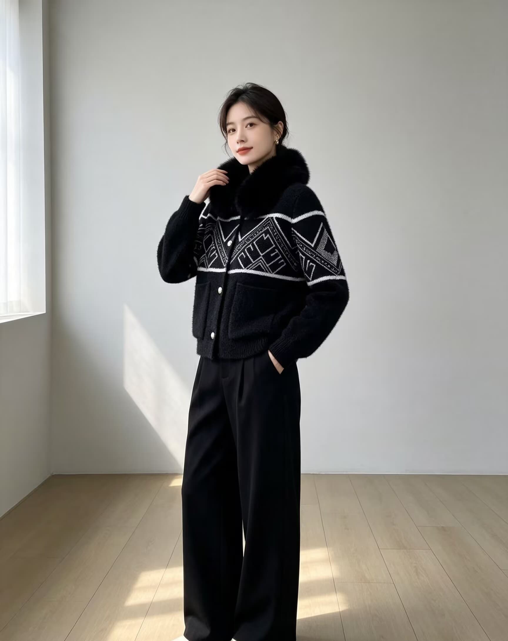 수달 털털 지퍼 쇼트 스타일 재킷 가을 겨울 새로운 한국 스타일 재킷 폭스 바겐 니트 오픈 가디건 맨위 상세 이미지 14