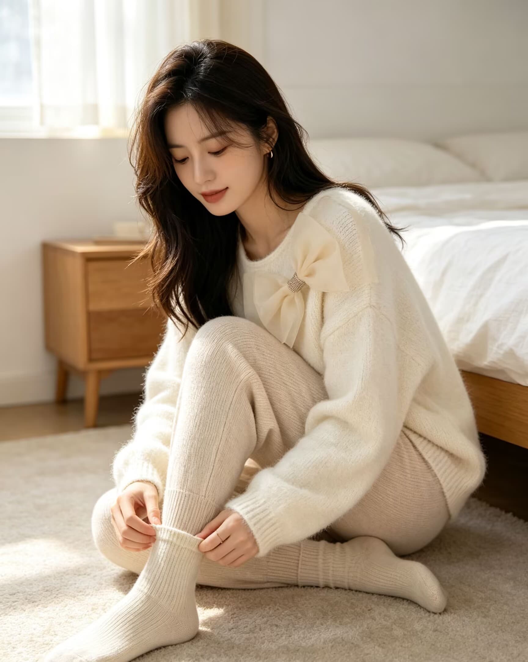 슈퍼 잘 생긴 3 차원 나비 매듭 긍정적 인 어깨 스웨터 여자 가을 겨울철 새로운 빅 사이즈 지방 mm 외국 가스 연령 감소 맨위 상세 이미지 11