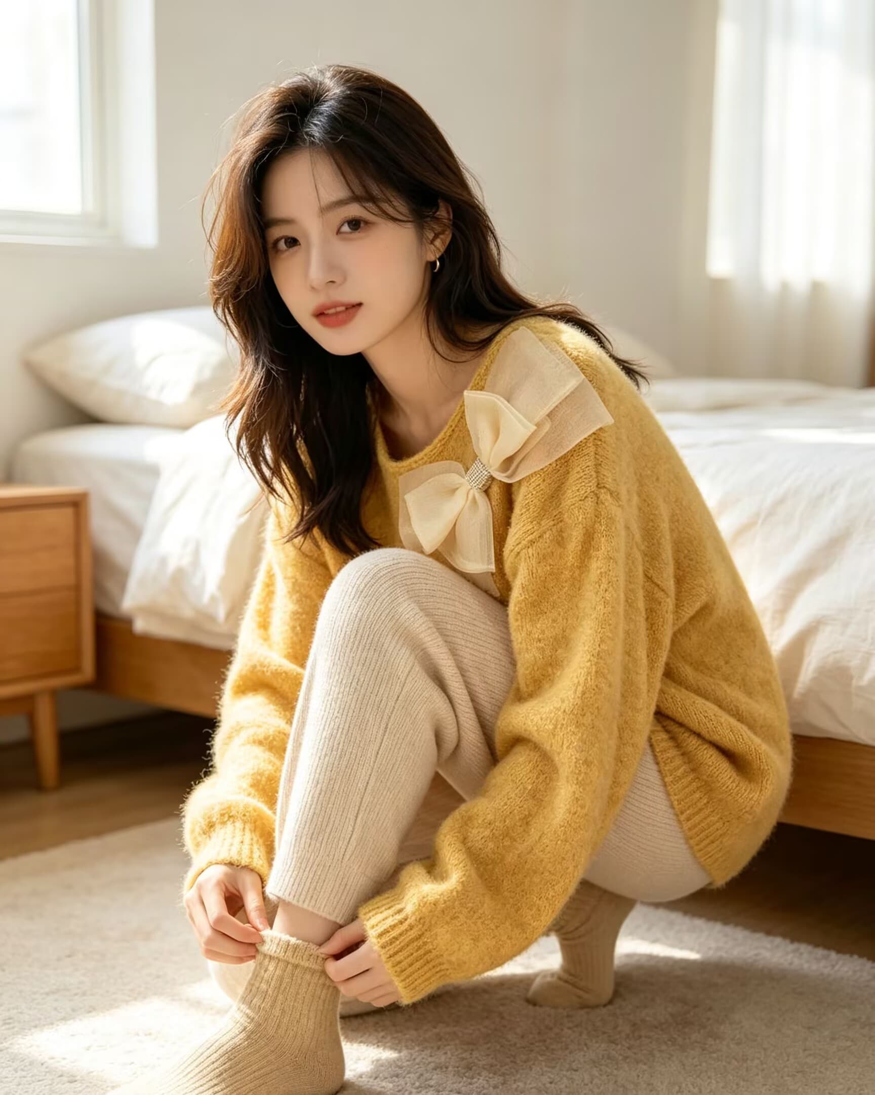 슈퍼 잘 생긴 3 차원 나비 매듭 긍정적 인 어깨 스웨터 여자 가을 겨울철 새로운 빅 사이즈 지방 mm 외국 가스 연령 감소 맨위 상세 이미지 16