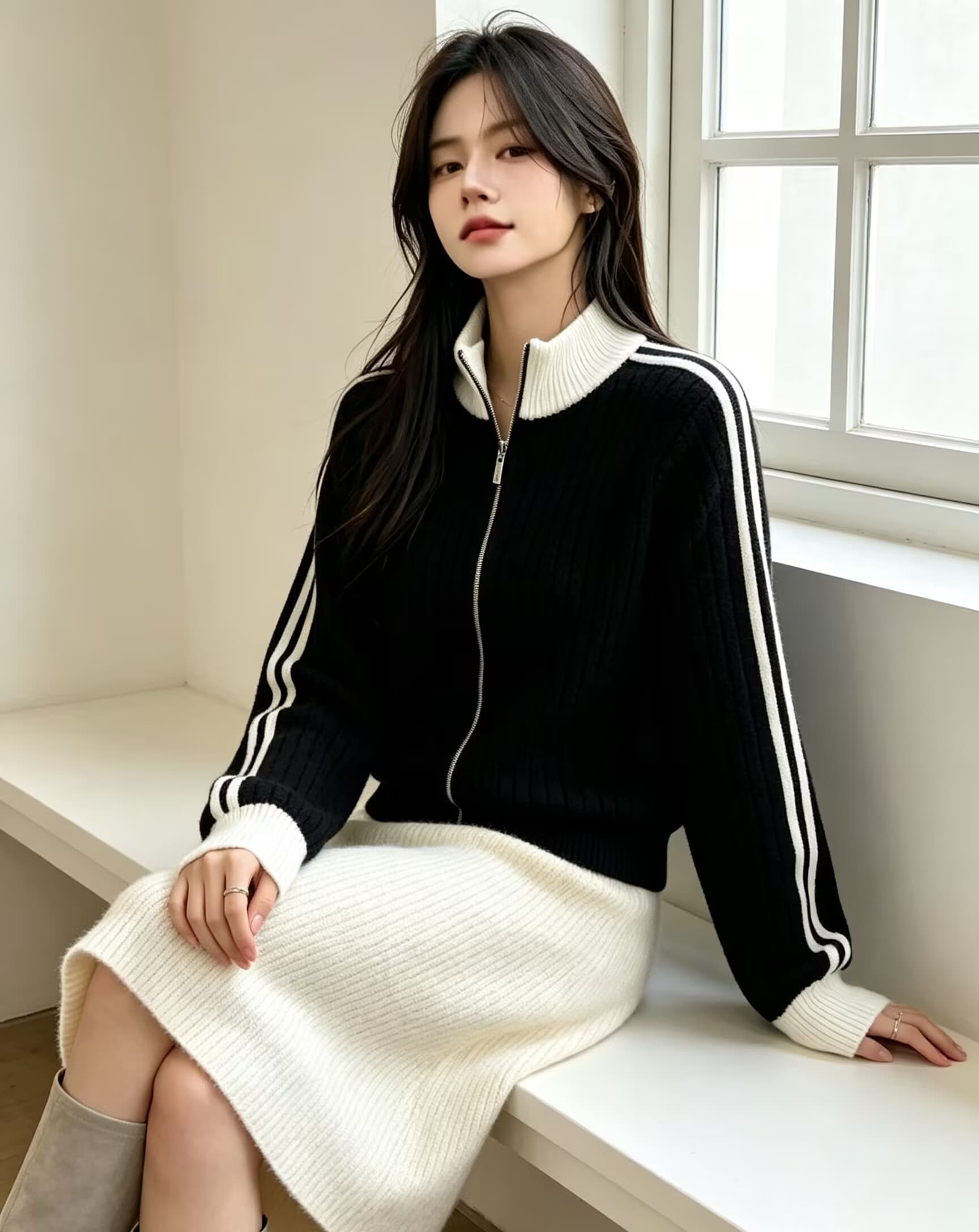 새로운 니트 오픈 가디건 여성 세련된 유럽 상품 고급 센스 작은 대중 디자인 오픈 가디건 맨위 상세 이미지 5
