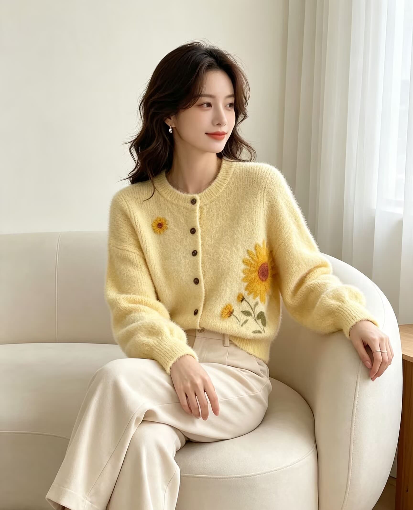 새로운 부드러운 찹쌀 프린트 밍크 플리스 오픈 가디건 스웨터 여성 코트 가을 겨울 두꺼운 니트 스웨터 맨위 상세 이미지 8