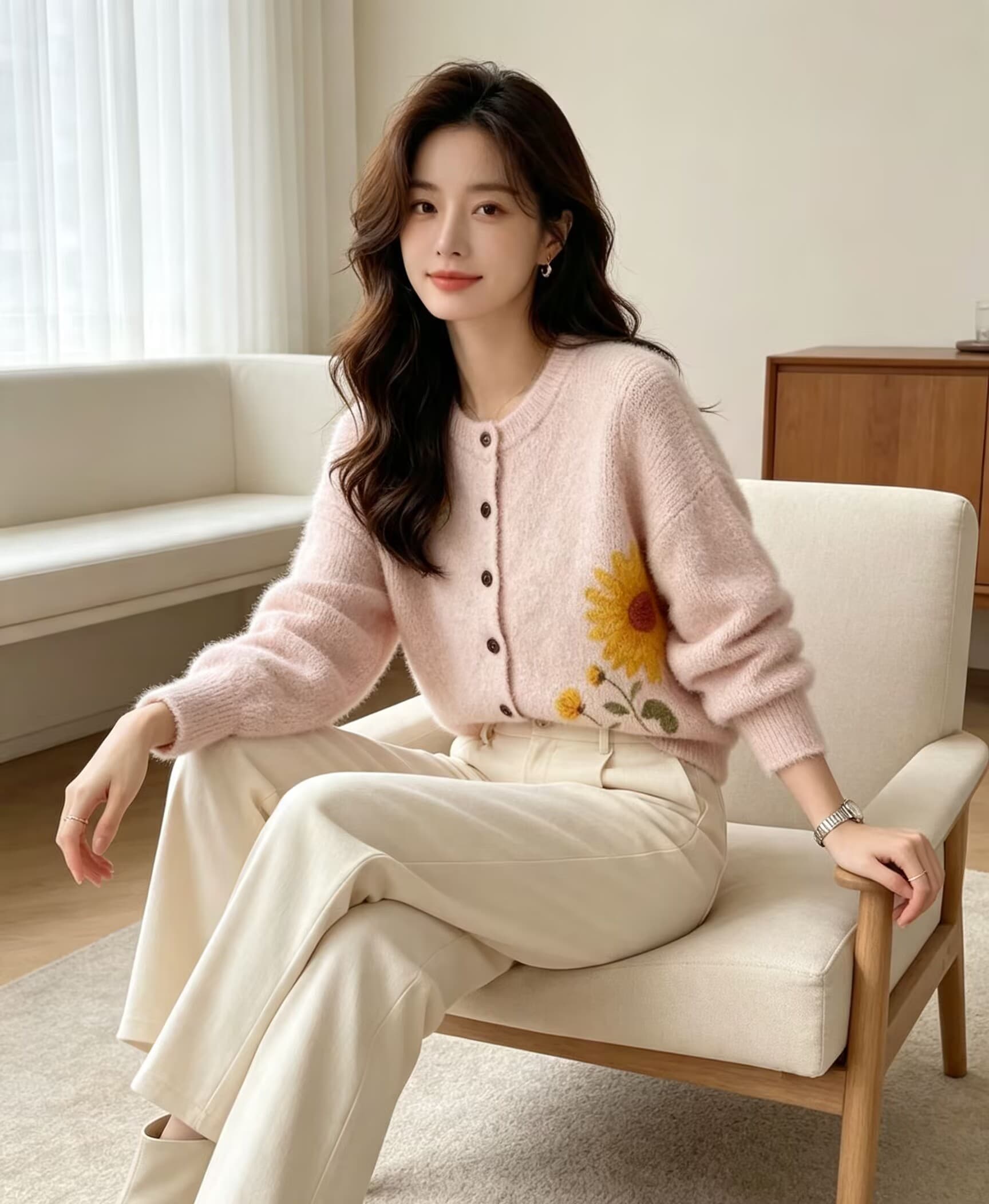 새로운 부드러운 찹쌀 프린트 밍크 플리스 오픈 가디건 스웨터 여성 코트 가을 겨울 두꺼운 니트 스웨터 맨위 상세 이미지 10