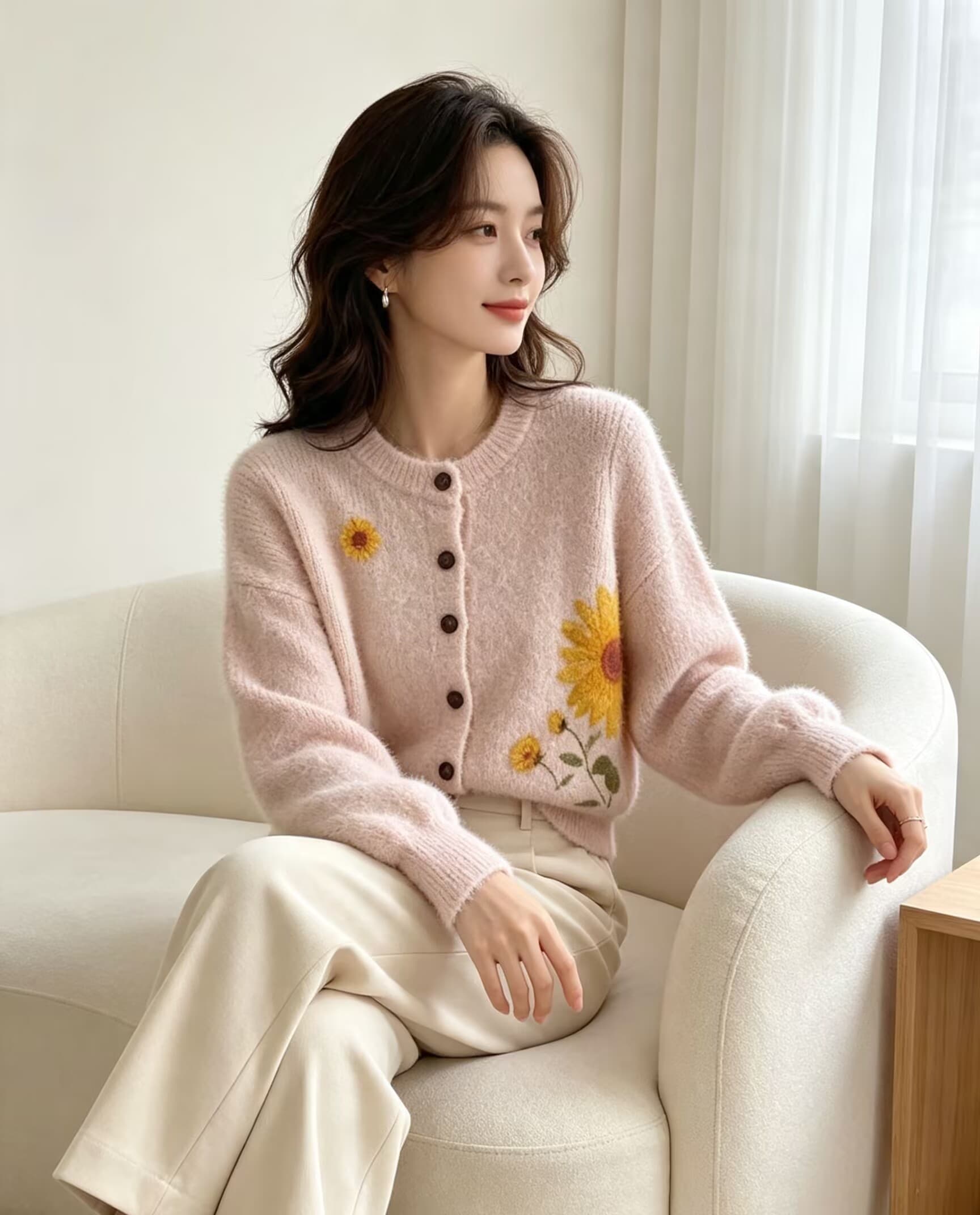 새로운 부드러운 찹쌀 프린트 밍크 플리스 오픈 가디건 스웨터 여성 코트 가을 겨울 두꺼운 니트 스웨터 맨위 상세 이미지 11