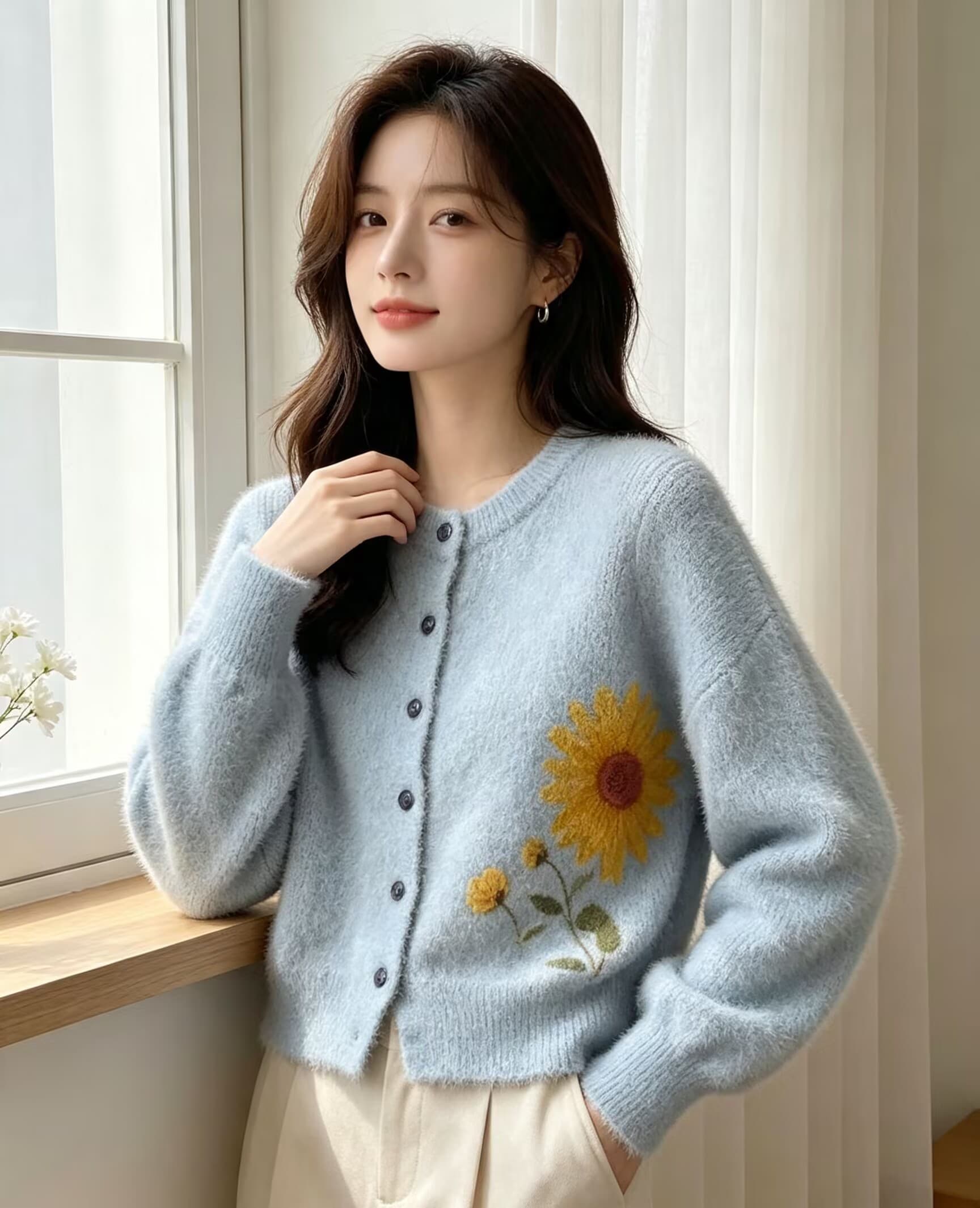 새로운 부드러운 찹쌀 프린트 밍크 플리스 오픈 가디건 스웨터 여성 코트 가을 겨울 두꺼운 니트 스웨터 맨위 상세 이미지 16