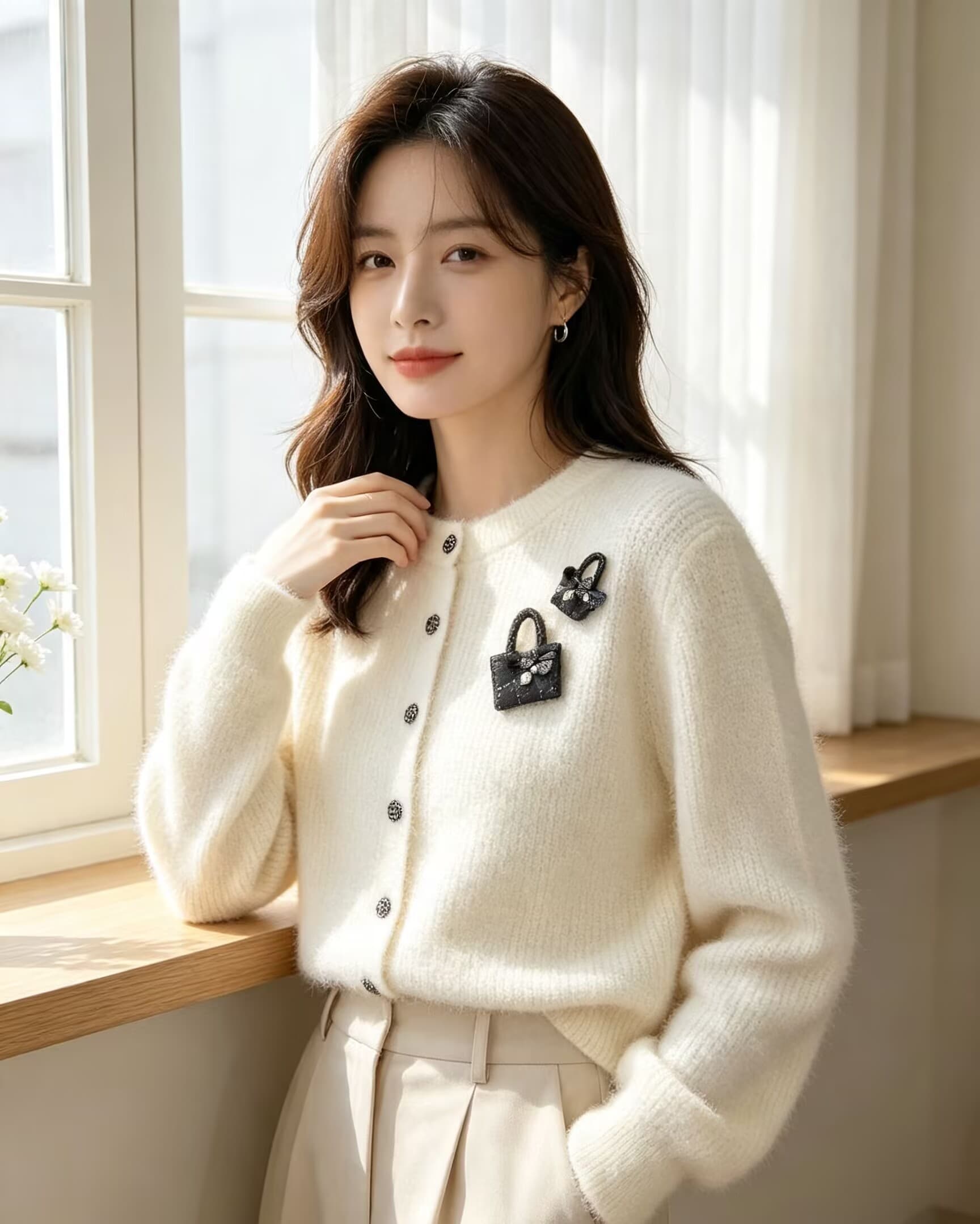 디자인 센스 라운드 넥 Chic 고급 니트 오픈 가디건 가을 겨울 새로운 절묘한 아름다운 스웨터 맨위 상세 이미지 8