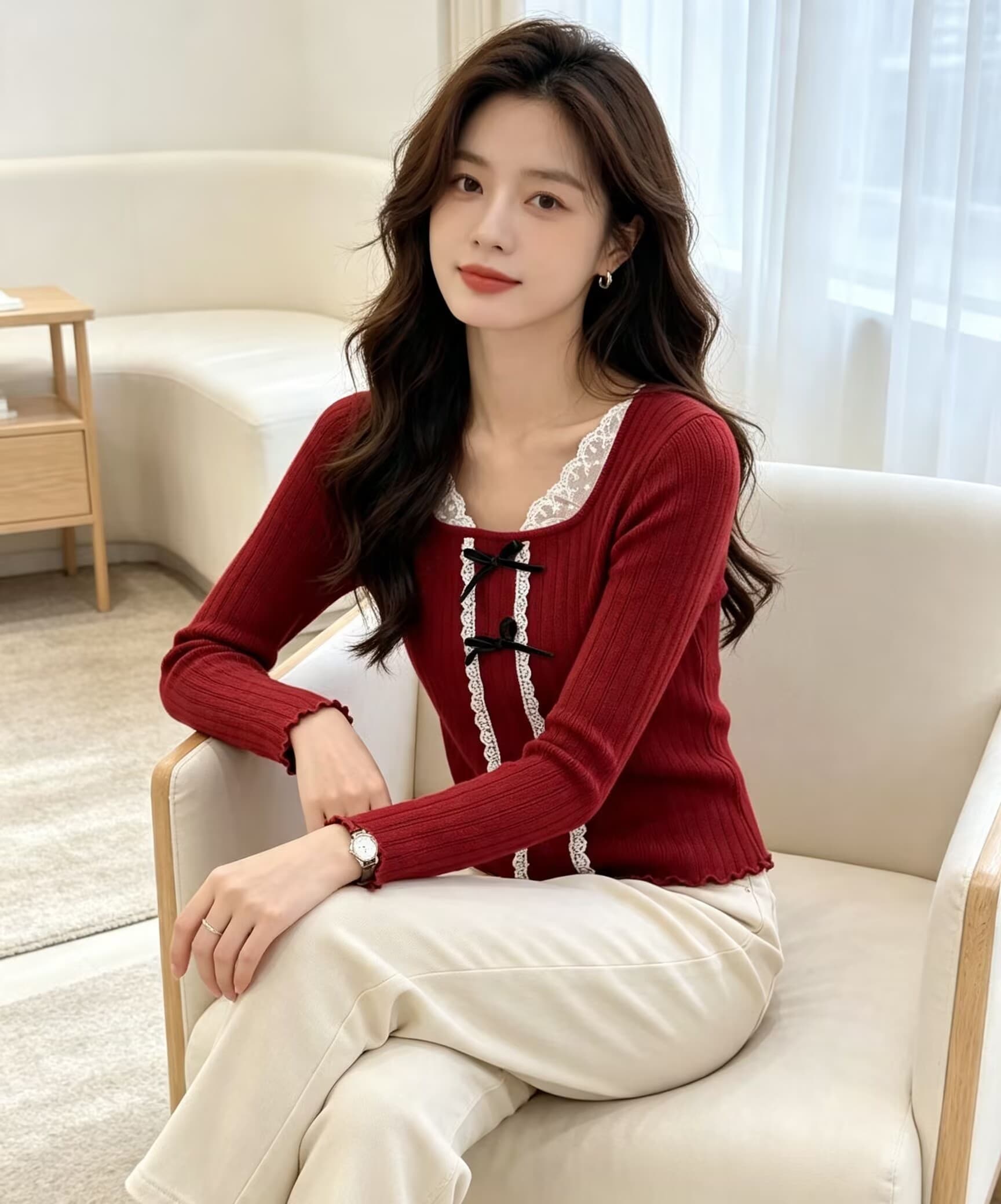 한 부서 기본 셔츠 여성 대 네클라인 슬림해 보이는 이슬 쇄골 꼬집기 허리 다용도 인사이드 가져 가라. 긴팔 맨위 상세 이미지 16