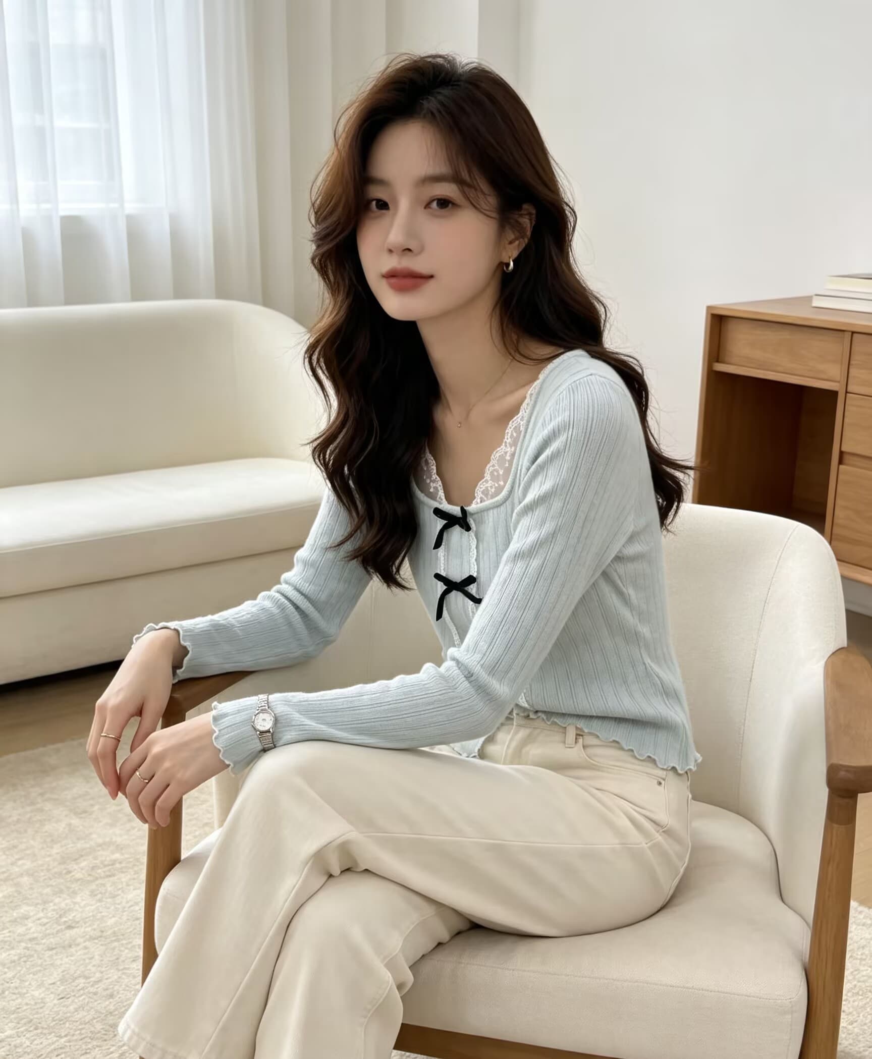 한 부서 기본 셔츠 여성 대 네클라인 슬림해 보이는 이슬 쇄골 꼬집기 허리 다용도 인사이드 가져 가라. 긴팔 맨위 상세 이미지 25