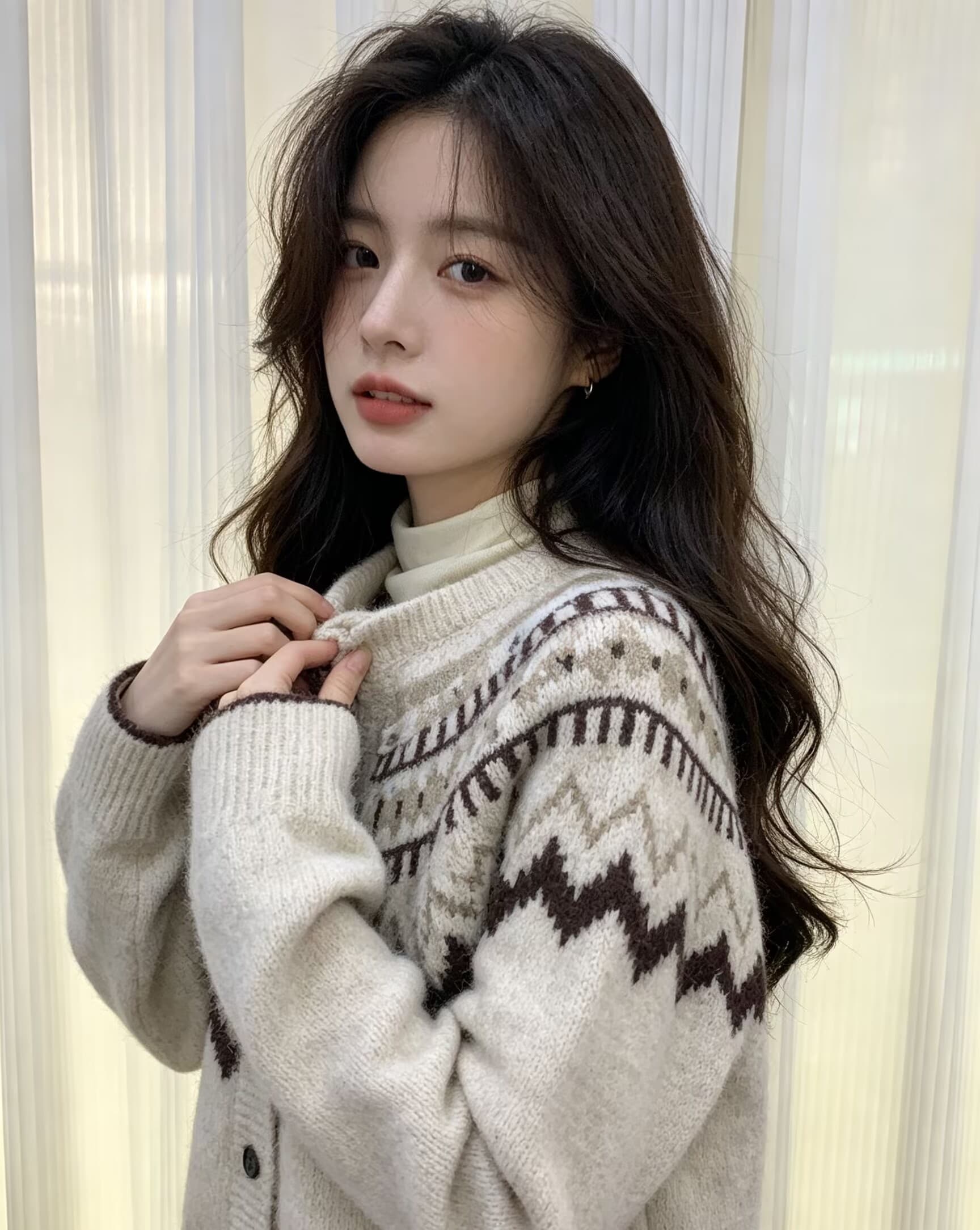 공정한 섬 라운드 넥 스웨터 여성 코트 가을 겨울 겨울 부드러운 찹쌀 루즈핏 느긋한 바람 니트 오픈 가디건 맨위 두꺼운 겨울 상세 이미지 7