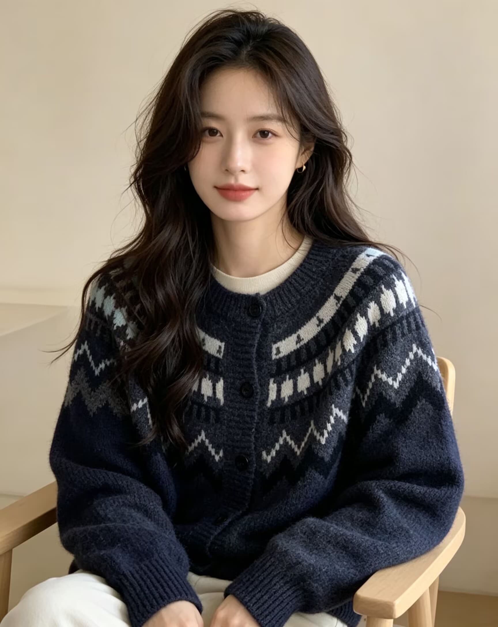 공정한 섬 라운드 넥 스웨터 여성 코트 가을 겨울 겨울 부드러운 찹쌀 루즈핏 느긋한 바람 니트 오픈 가디건 맨위 두꺼운 겨울 상세 이미지 16