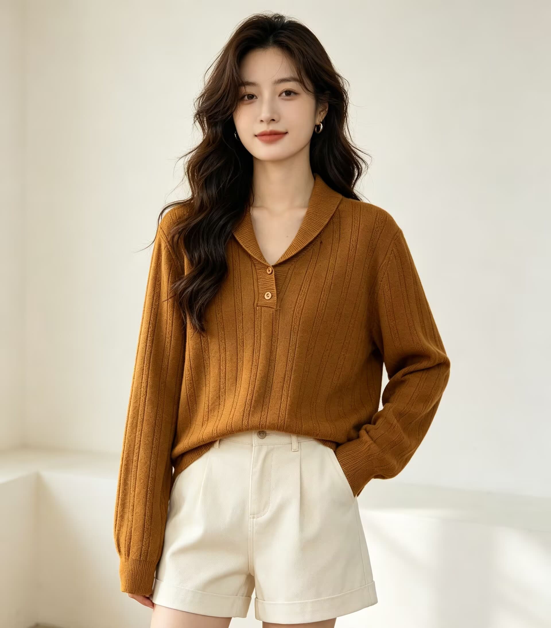 가을 새로운 폴로 칼라 긴팔 꽈배기 니트 스웨터 오래된 돈 바람 맨위 미니멀리즘 풀오버 셔츠 상세 이미지 4