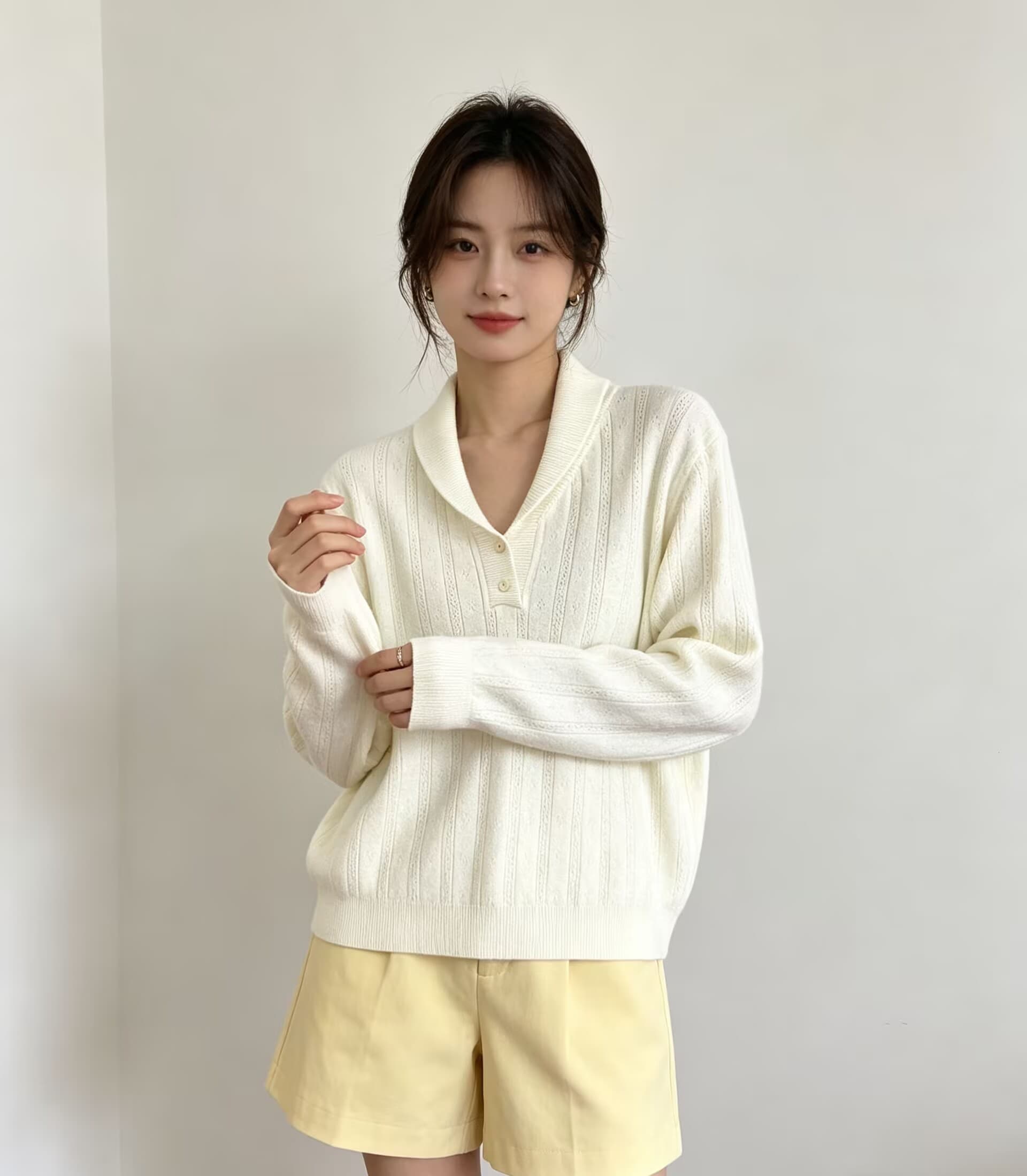 가을 새로운 폴로 칼라 긴팔 꽈배기 니트 스웨터 오래된 돈 바람 맨위 미니멀리즘 풀오버 셔츠 상세 이미지 9