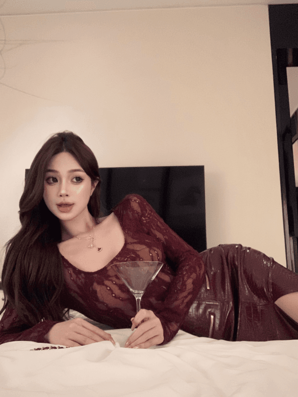 실사 명문 여성 바람 레이스 u 칼라 몸매 가꾸기 허리 수축 맨위 PU 가죽 트임 하이웨이스트 고급 반신 스커트 상세 이미지 10