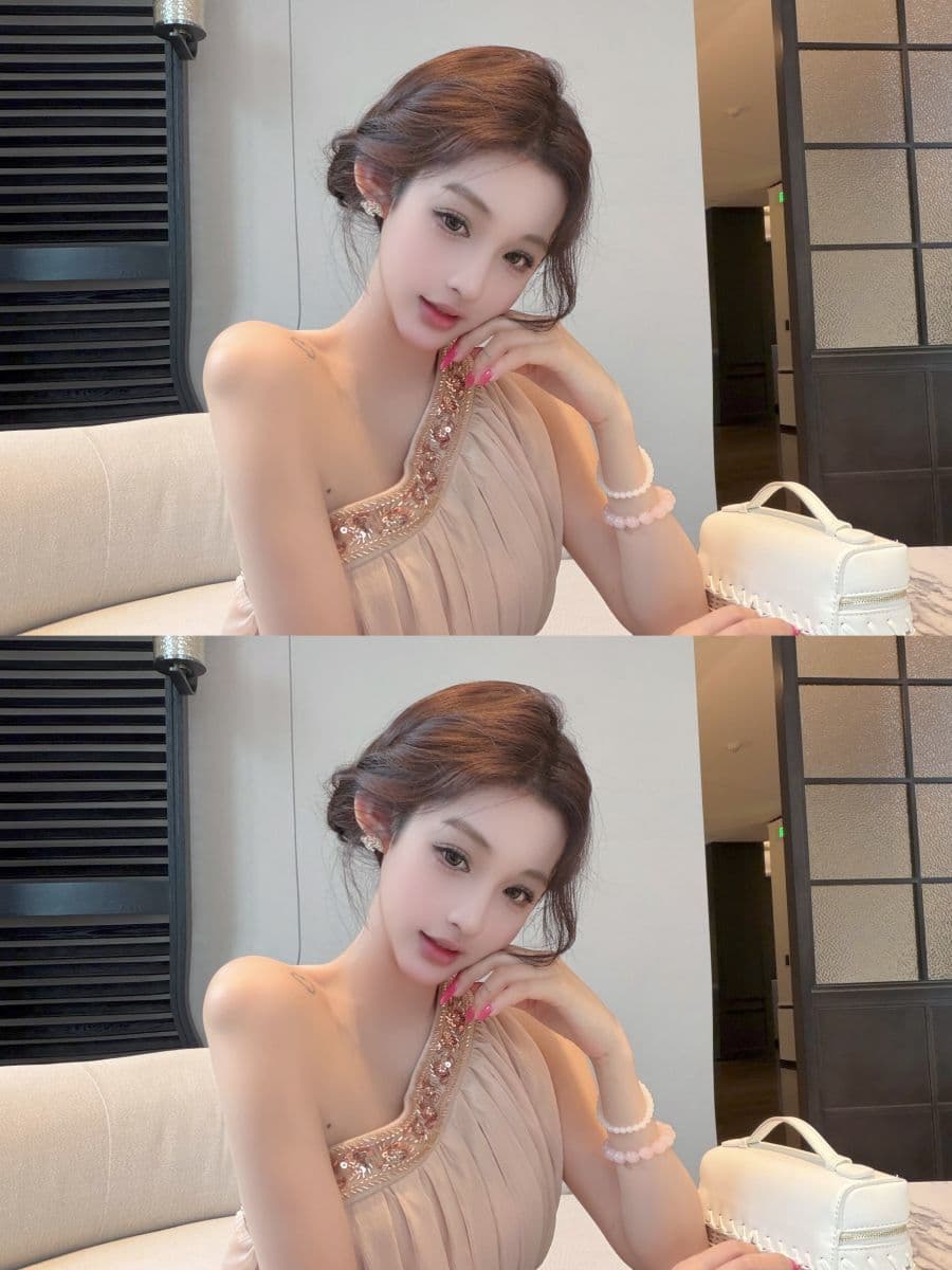 실사 고대 조기 분위기 센스 비즈 박기 비스듬한 오프숄더 쉬폰 조끼 여성 불규칙 주름 슬림해 보이는 맨위 상세 이미지 16
