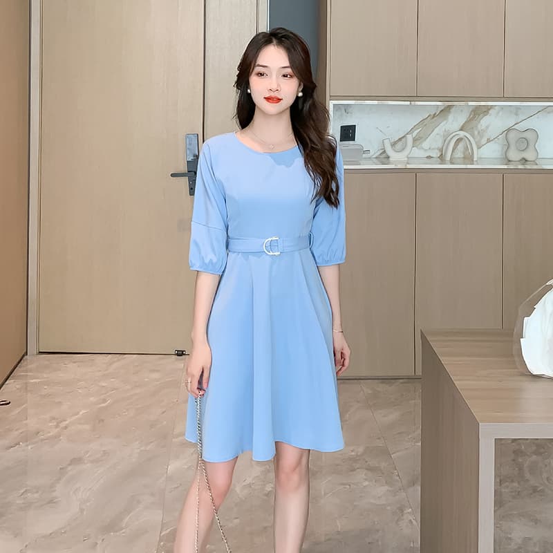 드레스 허리 수축 슬림해 보이는 품격 2026 년 새로운 여름 치마 프랑스식 레트로 작은 정사각형 칼라 첫사랑 치마 이미지 4
