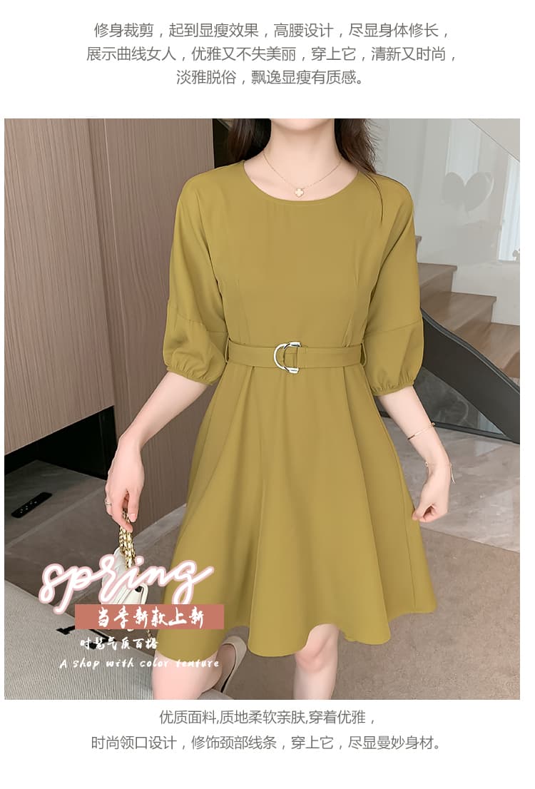 드레스 허리 수축 슬림해 보이는 품격 2026 년 새로운 여름 치마 프랑스식 레트로 작은 정사각형 칼라 첫사랑 치마 상세 이미지 3
