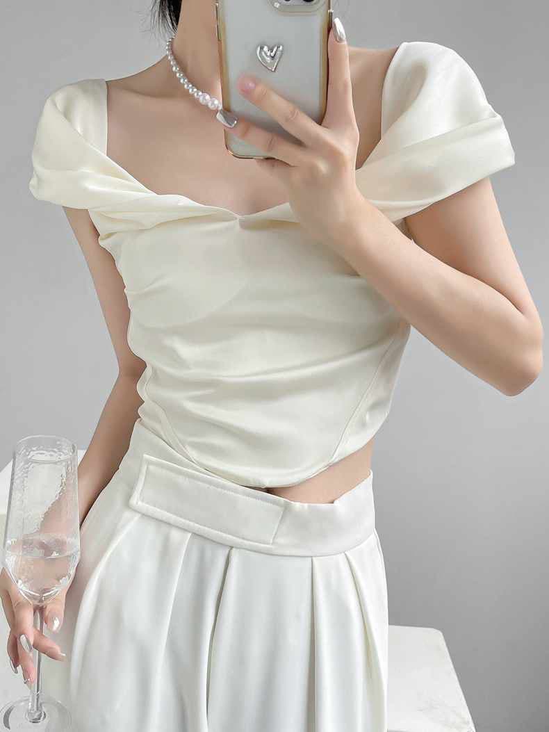 순수한 욕망 분위기 센스 오프숄더 반팔 여성 셔츠 여름 디자인 센스 달콤한 매운맛 오프숄더 Chic 상세 이미지 2