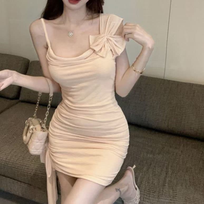 섹시함 프랑스식 작은 키 여름 몸매 가꾸기 미니 스커트 핫걸 순수한 욕망 불규칙 달콤한 매운맛 슬림해 보이는 슬립 드레스 이미지 2