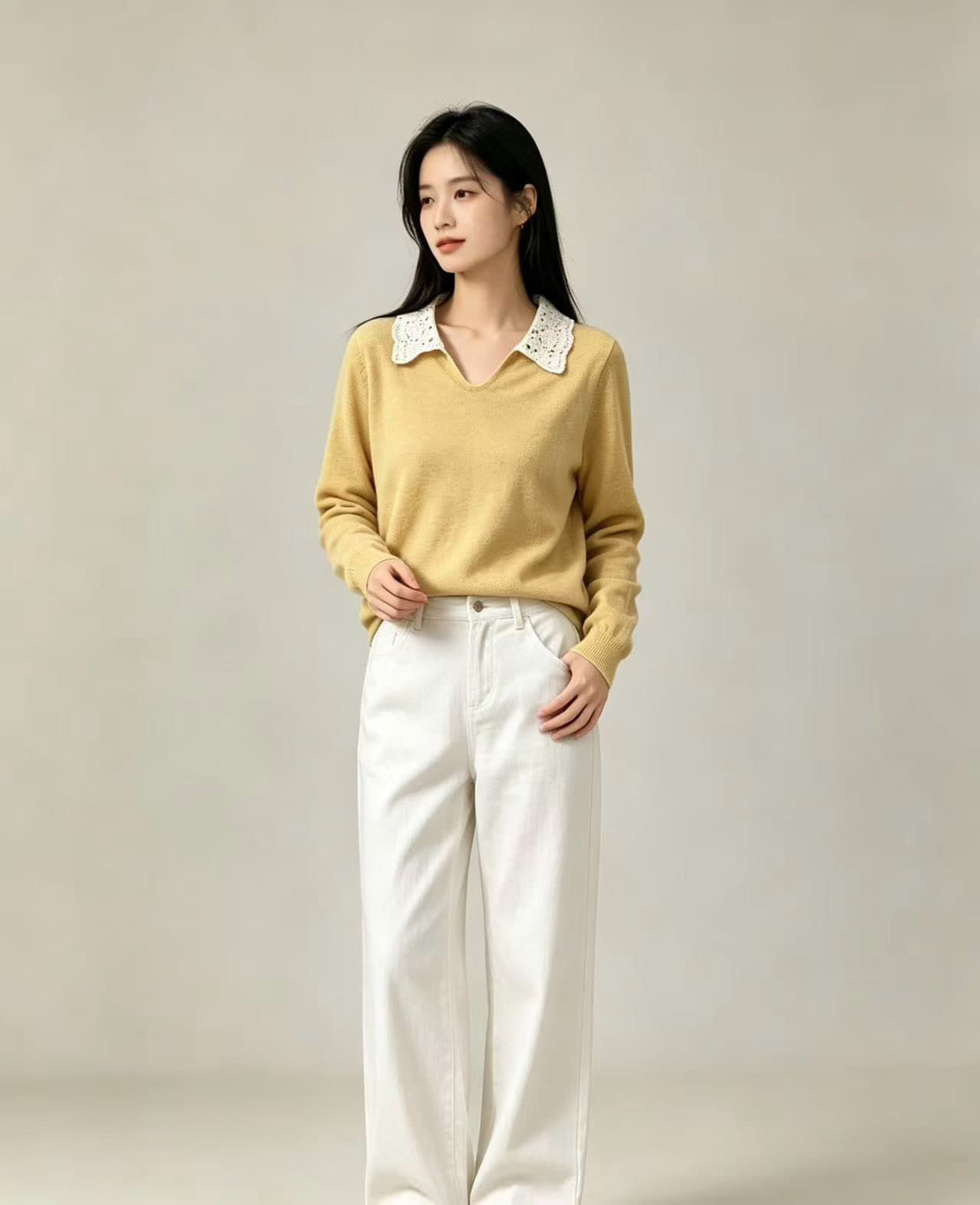 2026 가을 새로운 베이비 칼라 부드러운 바람 달콤함 연령 감소 슬림해 보이는 예쁜 스웨터 니트 스웨터 상세 이미지 3