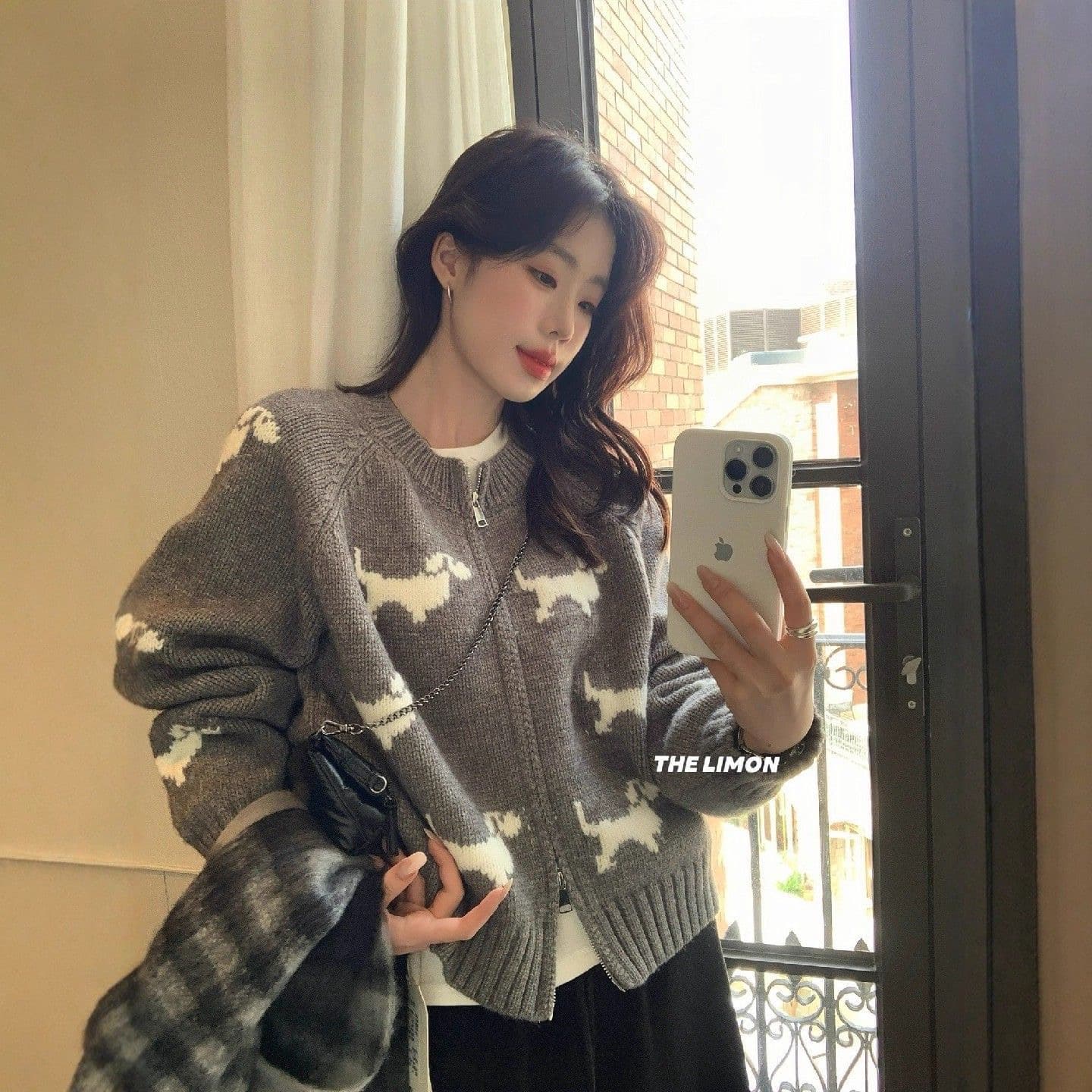 한 부서 강아지 자카드 지퍼 스웨터 2026 재킷 루즈핏 새로운 다용도 느긋한 니트 오픈 가디건 맨위 이미지 2