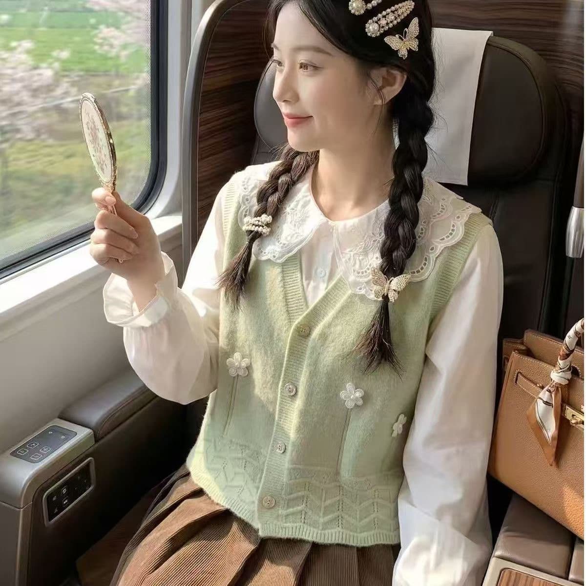 새로운 인기 맨위 부드러운 바람 레트로 품격 오픈 가디건 레이스 연령 감소 니트 스웨터 스웨터 슬림해 보이는 표지 고기 베스트