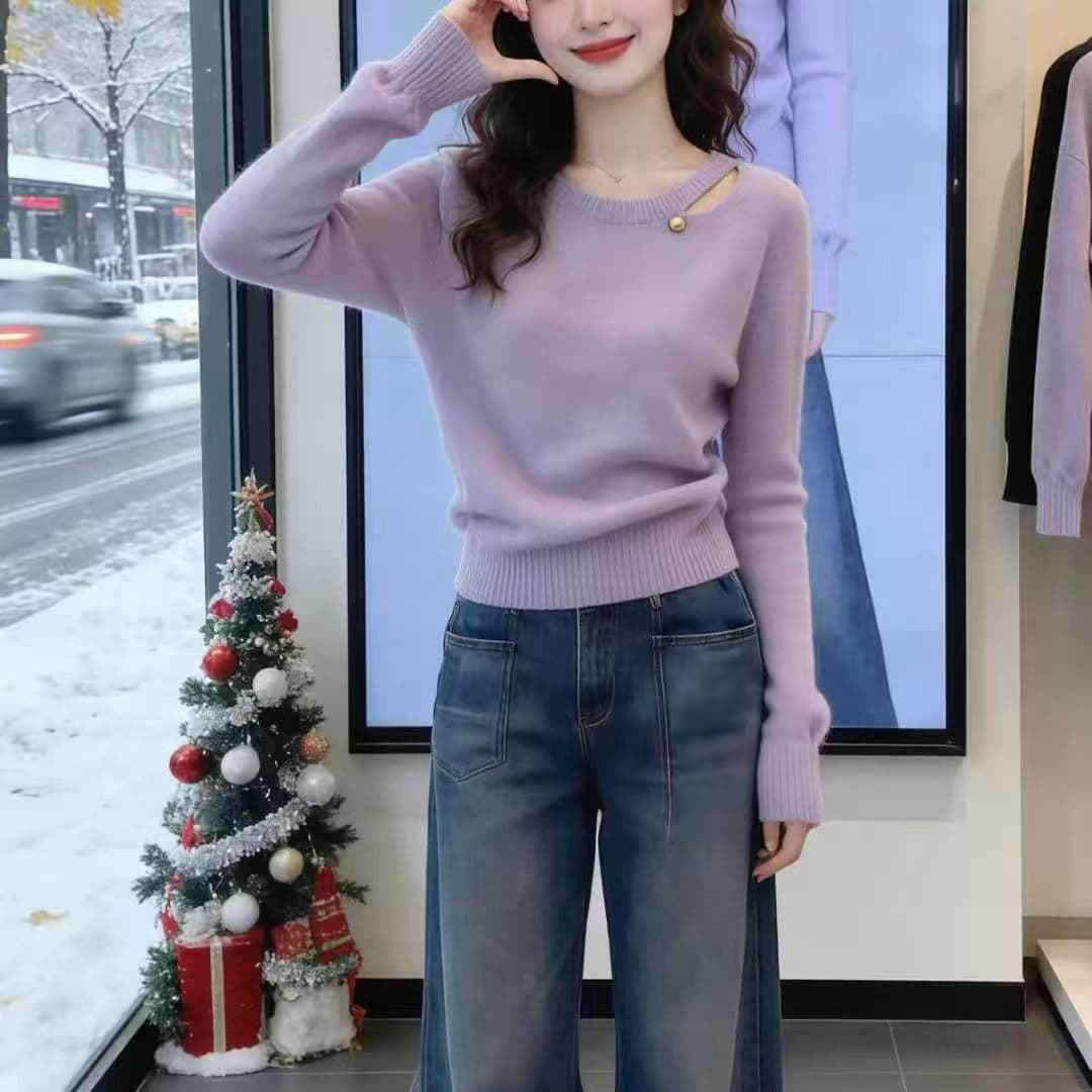 마이크로 지방 mm 착용 가져 가라. 봄 가을 한국 스타일 패션 부드러운 센스 미니멀리즘 캐주얼 니트 스웨터 새로운 연령 감소 슬림해 보이는 맨위 이미지 5