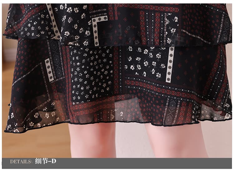 2026 여름 새로운 빅 사이즈 베이비 칼라 꽃무늬 쉬폰 드레스 지방 mm 표지 고기 슬림해 보이는 케이크 드레스 상세 이미지 25