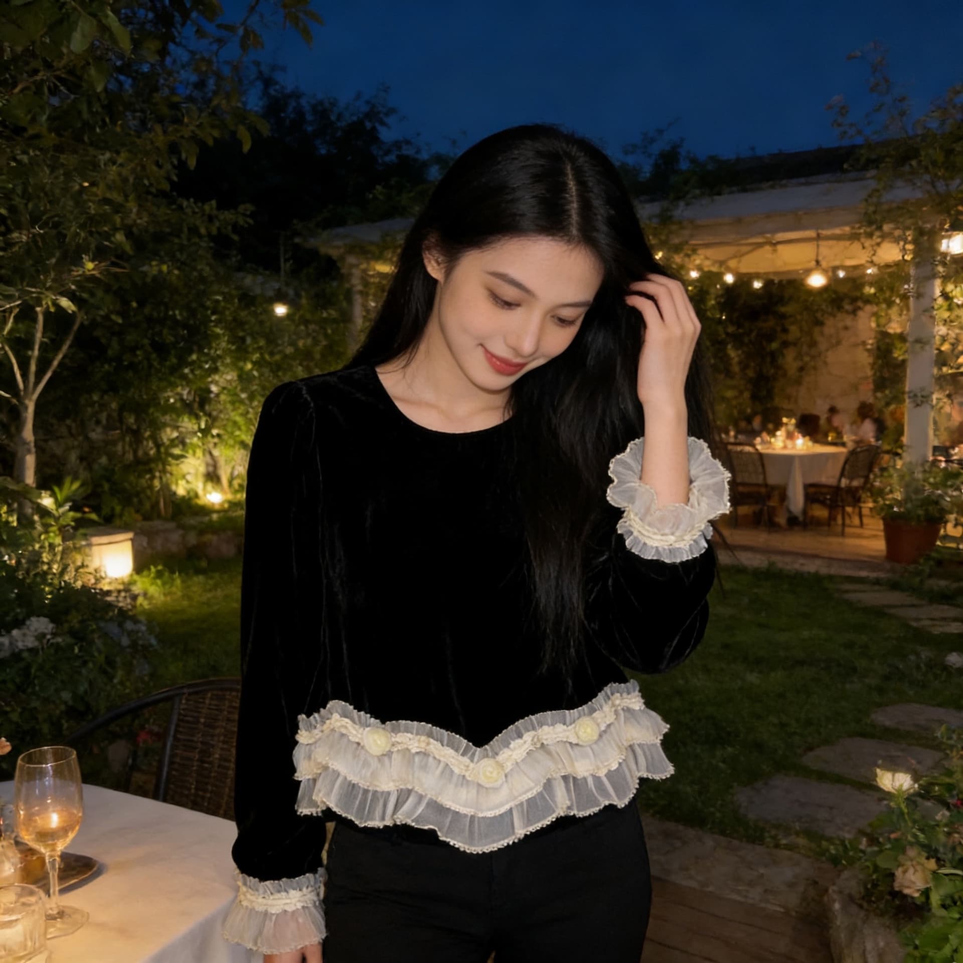 레이 레이 애인 이순신 꿈 벨벳 맨위 패치워크 디자인 꽃잎 주름 디자인 벨벳 맨위 88191 상세 이미지 6