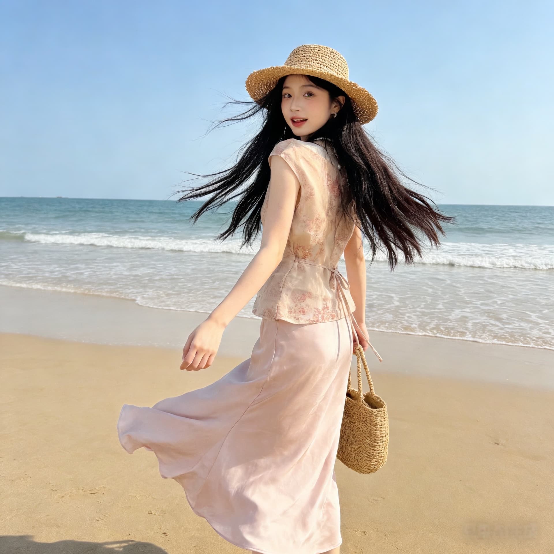 2026 새로운 여름 유리 종이 접기 낭만주의 작은 청신 흔들다 칼라 비스듬한 어깨 꽃무늬 허리 수축 맨위 인어 꼬리 반신 스커트 상세 이미지 15