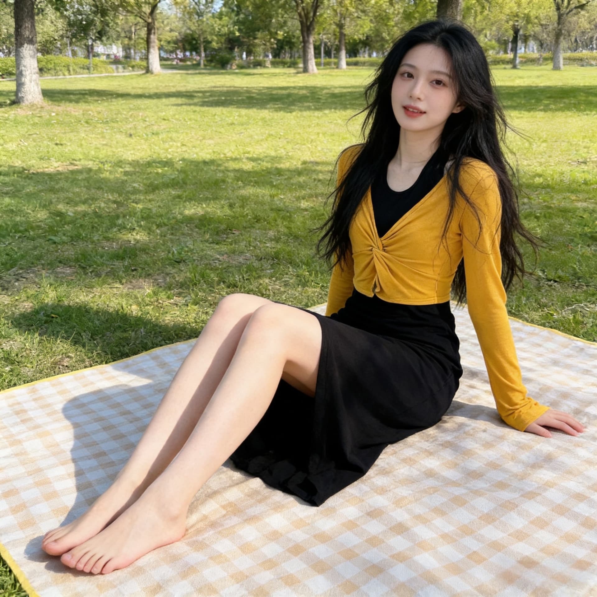 노래 송 이른 가을 새로운 투피스 드레스 슬림해 보이는 배색 패치워크 롱 스커트 품격 패션 롱 스커트 상세 이미지 18