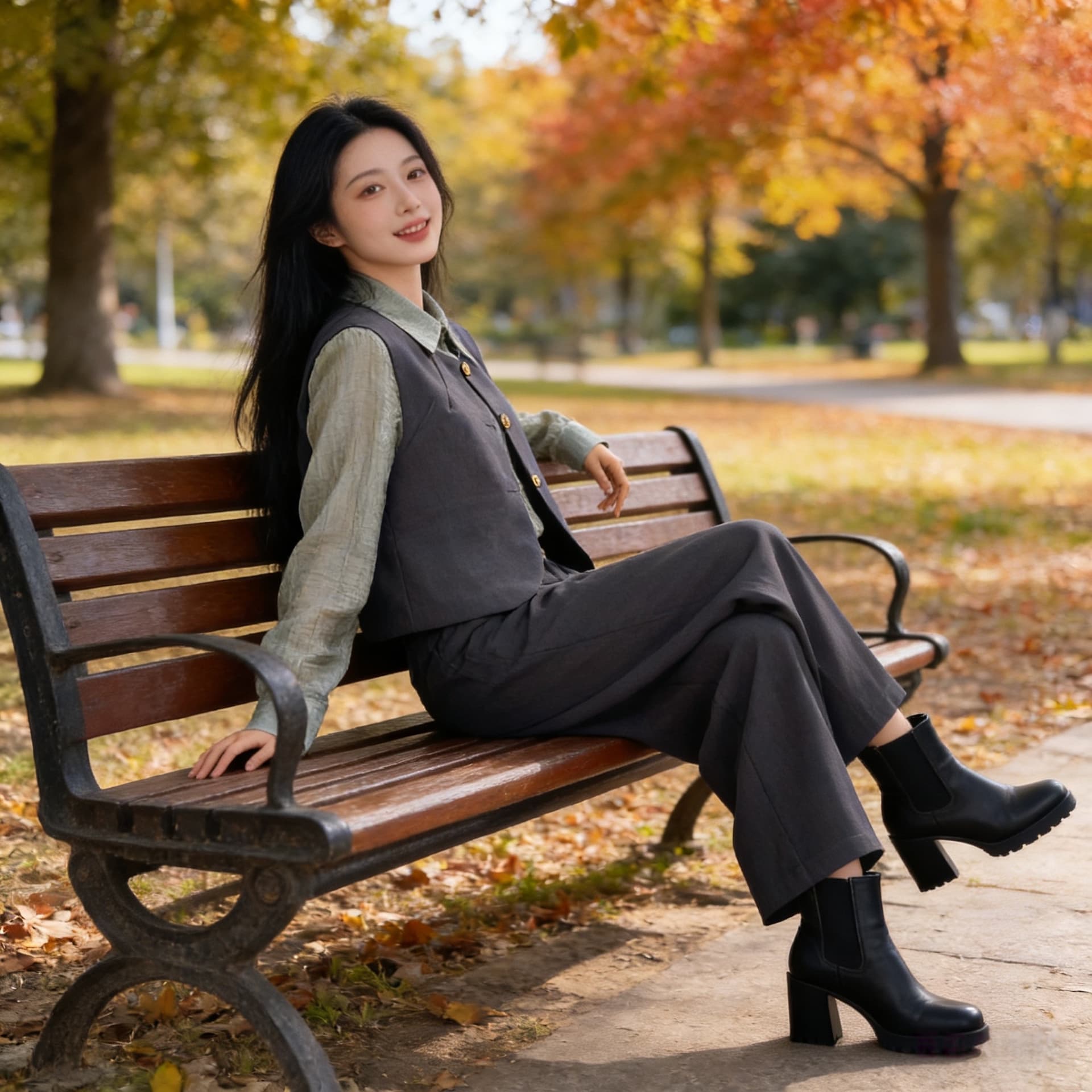 상점주인 실사 2026 봄 새로운 프랑스식 순수한 욕망 연령 감소 빛 요리 한 바람 바지 반신 스커트 패션 세트 이미지 6