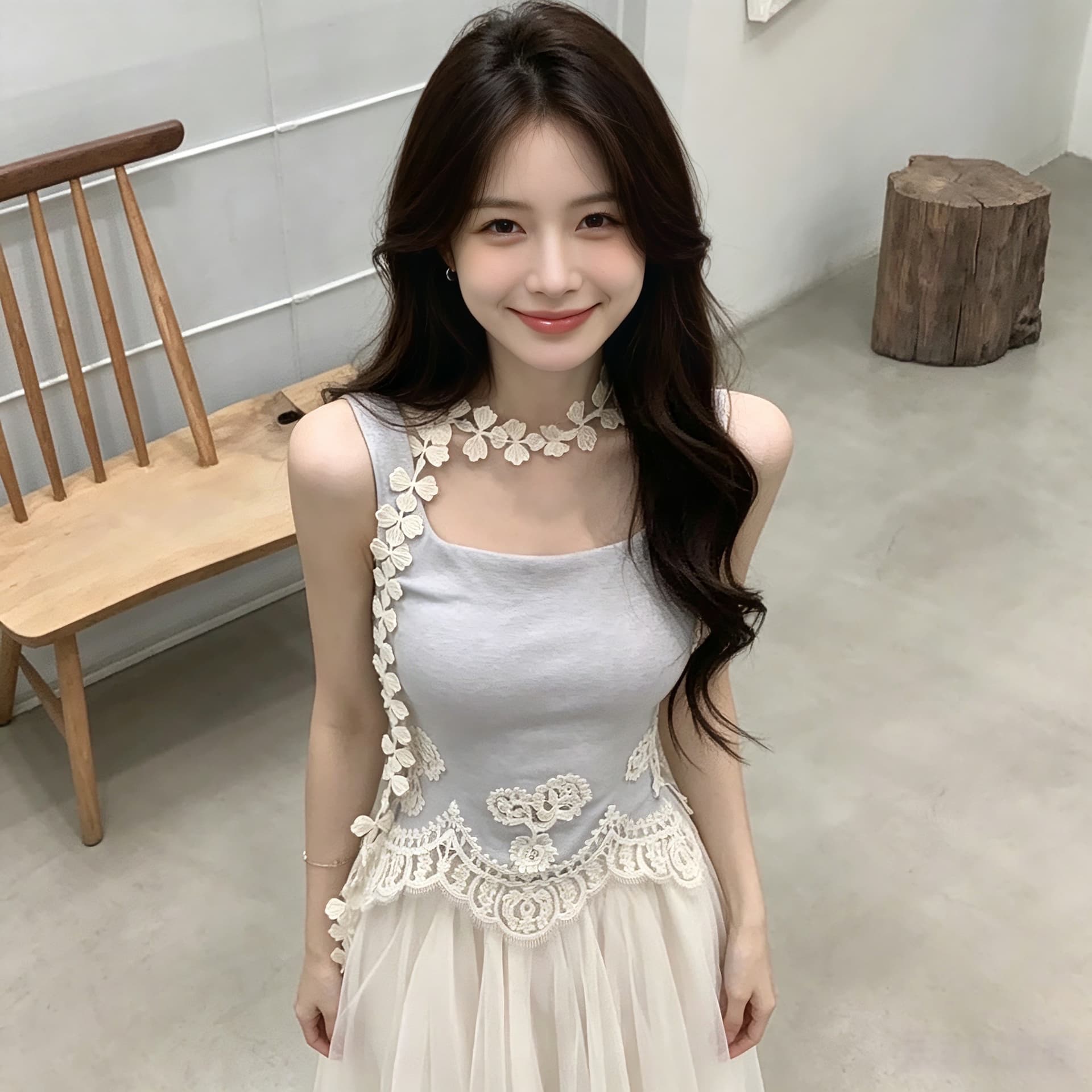 실사 정가 2026 새로운 여름 맨위 몸매 가꾸기 슬림해 보이는 품격 레이스 조끼 이미지 4