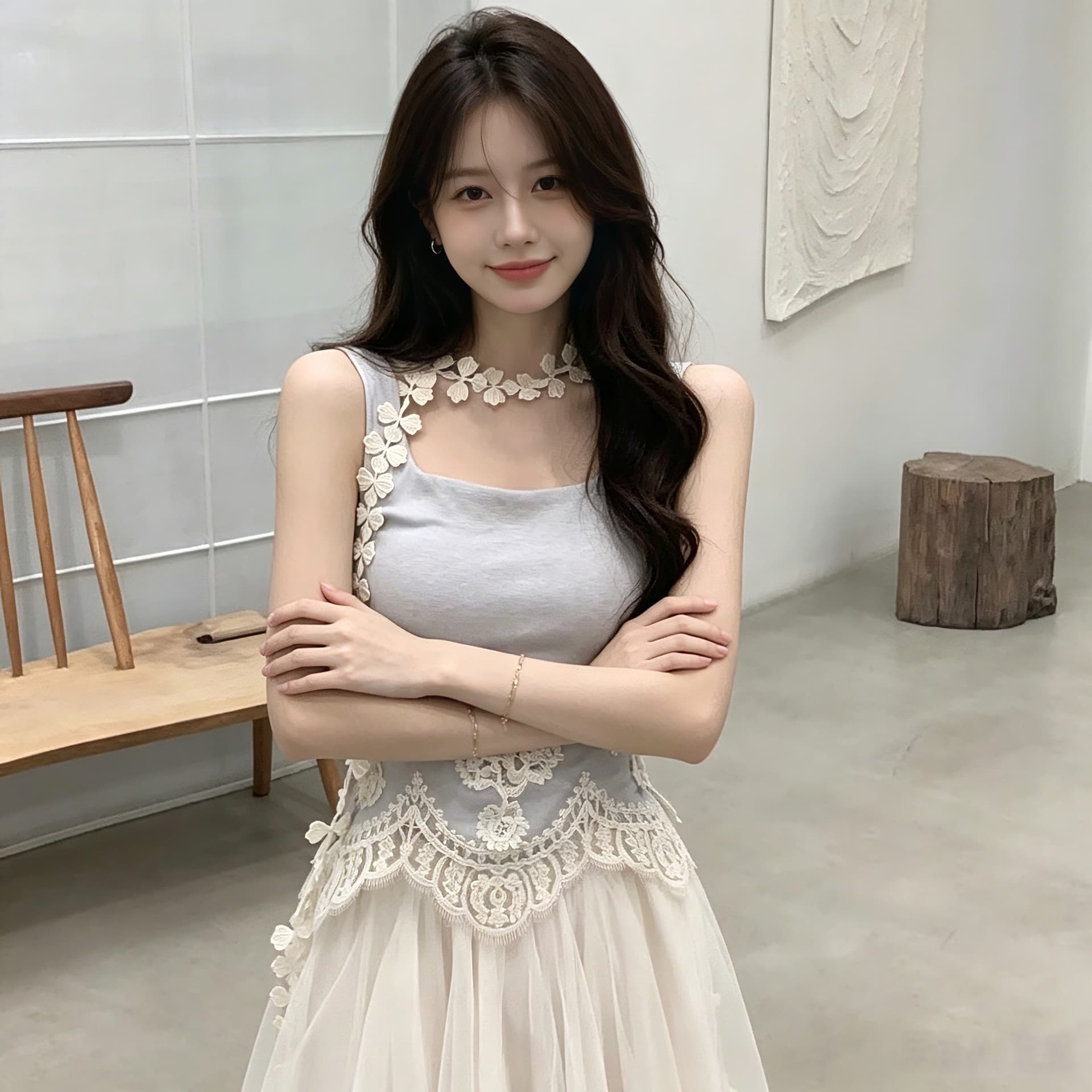 실사 정가 2026 새로운 여름 맨위 몸매 가꾸기 슬림해 보이는 품격 레이스 조끼 상세 이미지 5