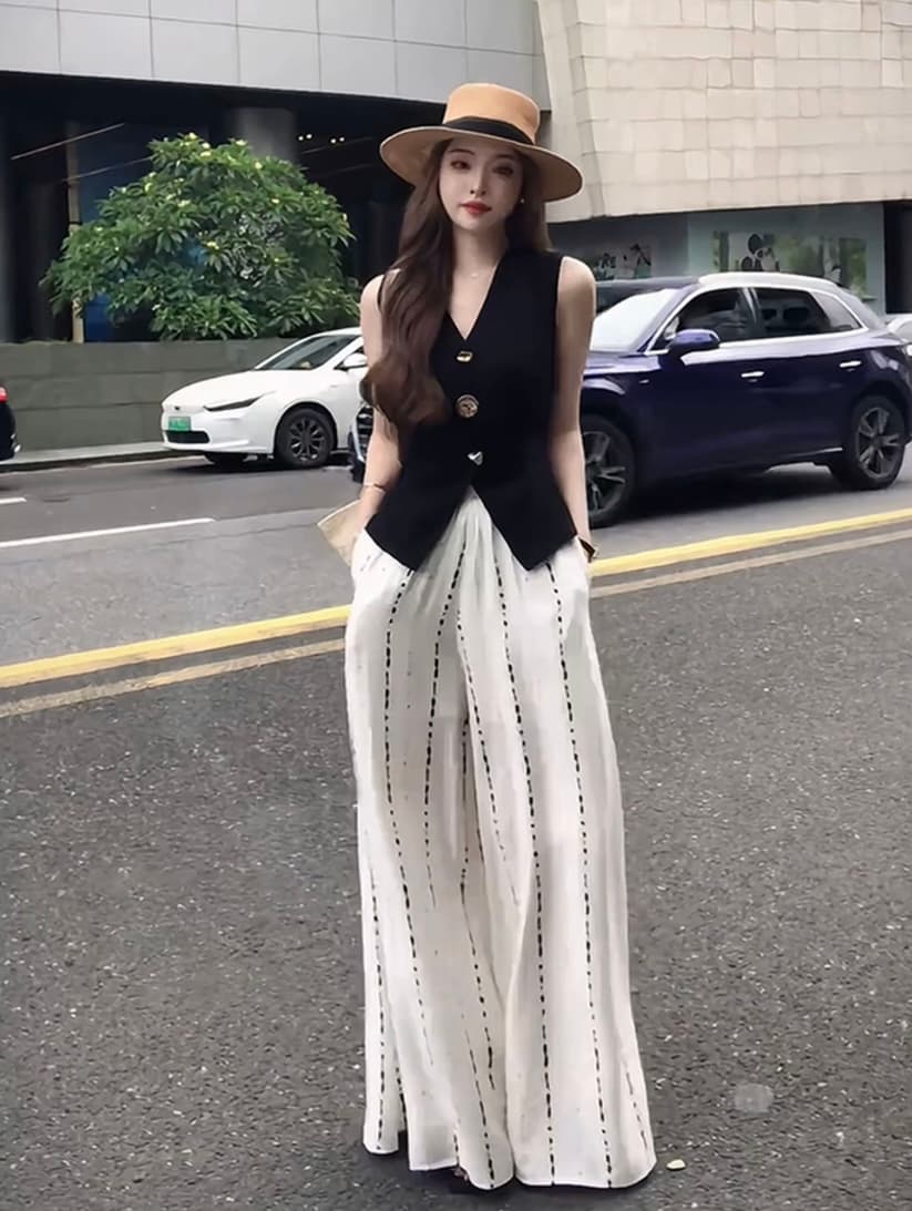 밤나무 용융 골드 새로운 조끼 여자 여름 얇은 스타일 외부 가져 가라. 민소매 조끼 맨위 다용도 캐주얼 바지 상세 이미지 2