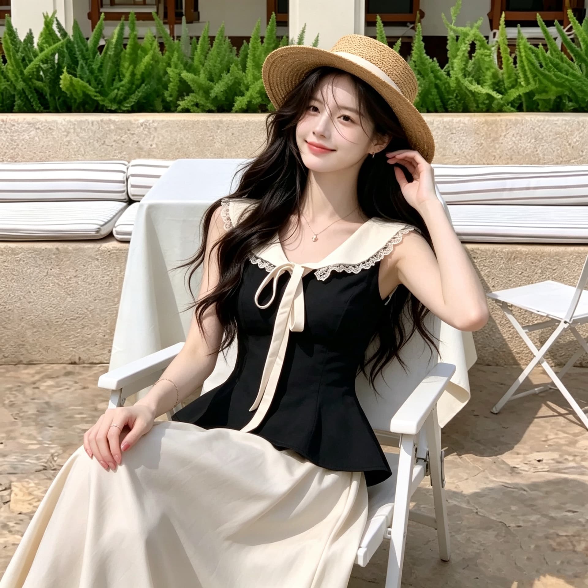 실사 정가 2026 새로운 여름 휴가 캐주얼 패션 연령 감소 맨위 학원 스타일 검정색 베이비 칼라 맨위 상세 이미지 4