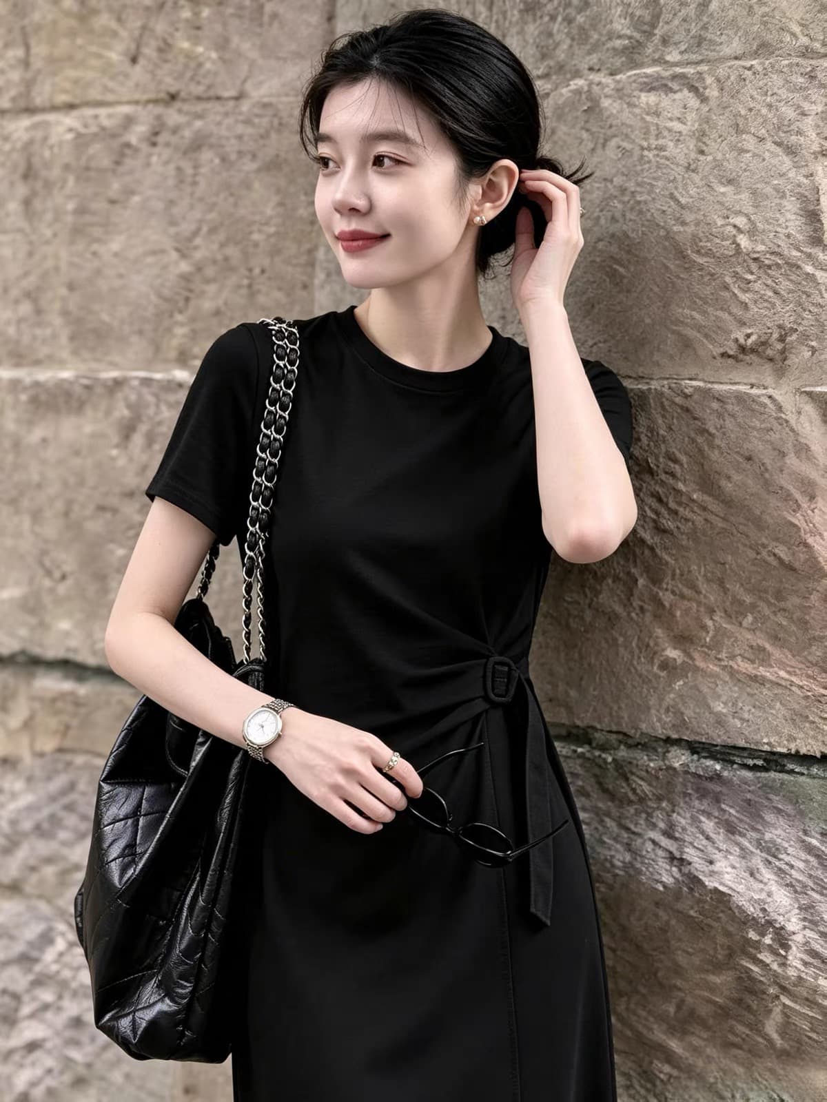 빛 요리 한 바람 스트랩 허리 수축 프랑스식 여성 드레스 새로운 여름 슬림해 보이는 타이트 스커트 롱 스커트 품격 고급 센스