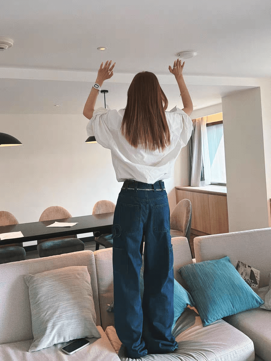 리 부드럽게 6 월 세련된 화이트 중간 소매 셔츠 남자 친구 바람 프로필 모양 루즈핏 셔츠 디자인 센스 다용도 품격 상세 이미지 4