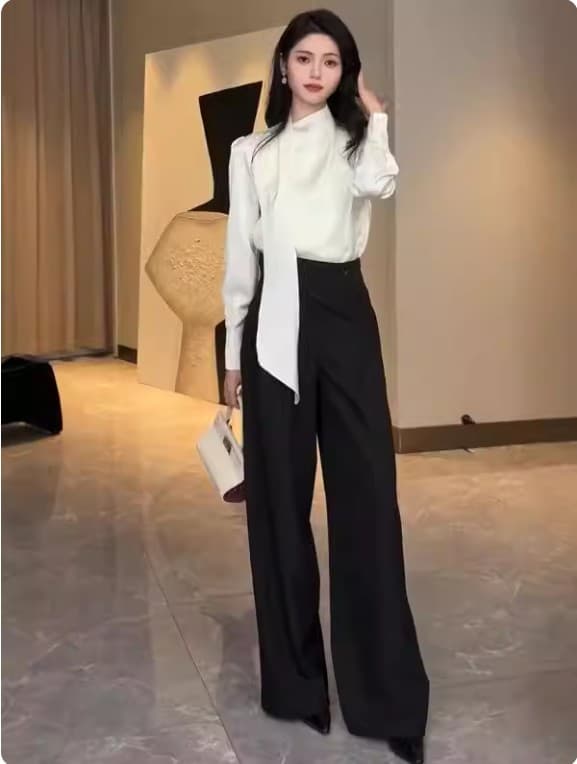 패션 긴팔 캐주얼 다용도 단색 여성 셔츠 2026 로얄 자매 팬 고급 센스 새틴 맨위 상세 이미지 6