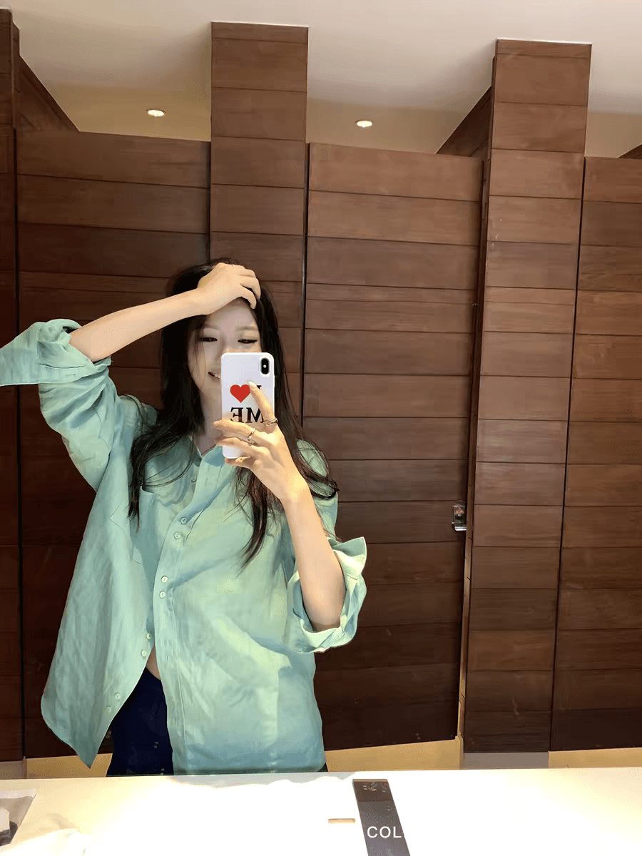 wanantong 박하 그것 여름 전체 빛 측면 공예 터치 버클 100 아마 여성 셔츠 봄 여름 셔츠 상세 이미지 6