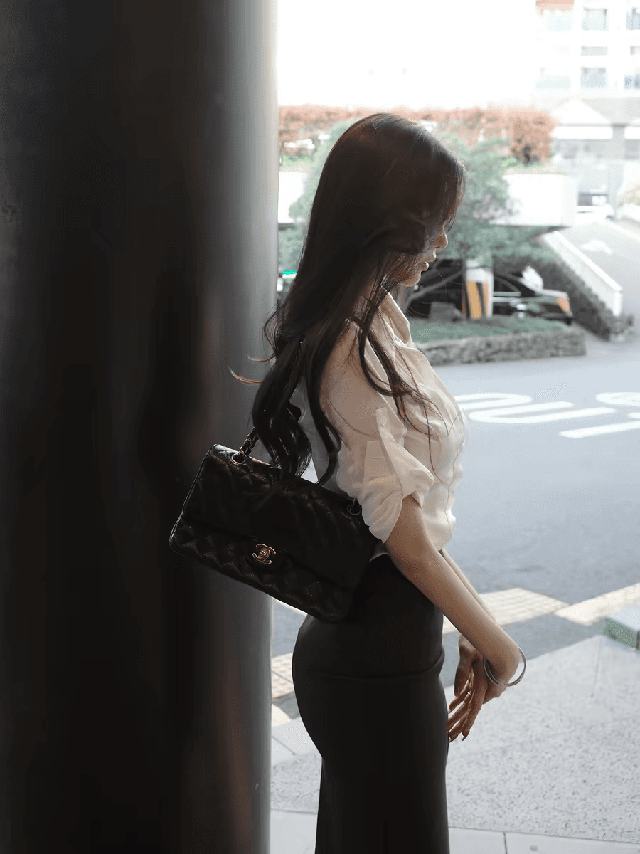 fart shop 쇼 와 소녀 펄 화이트 새틴 허리 수축 자르기 여성 셔츠 봄 여름 얇고 가벼운 맨위 상세 이미지 4