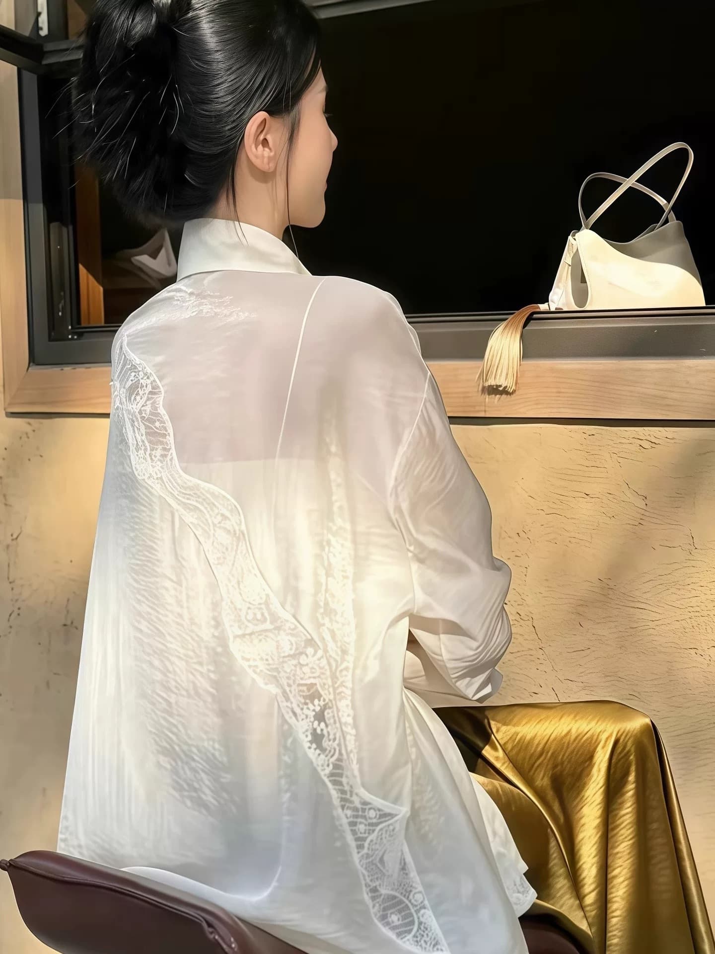 프랑스식 품격 화이트 여성 셔츠 2026 봄 가을 새로운 디자인 센스 작은 대중 패치워크 레이스 작은 셔츠 맨위 이미지 3