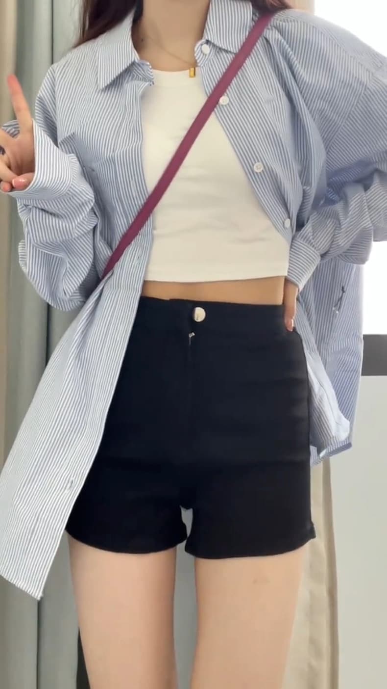 이른 가을 한 부서 chic 다용도 긴팔 여성 셔츠 디자인 센스 고급 센스 파란색 스트라이프 셔츠 루즈핏 맨위 상세 이미지 4