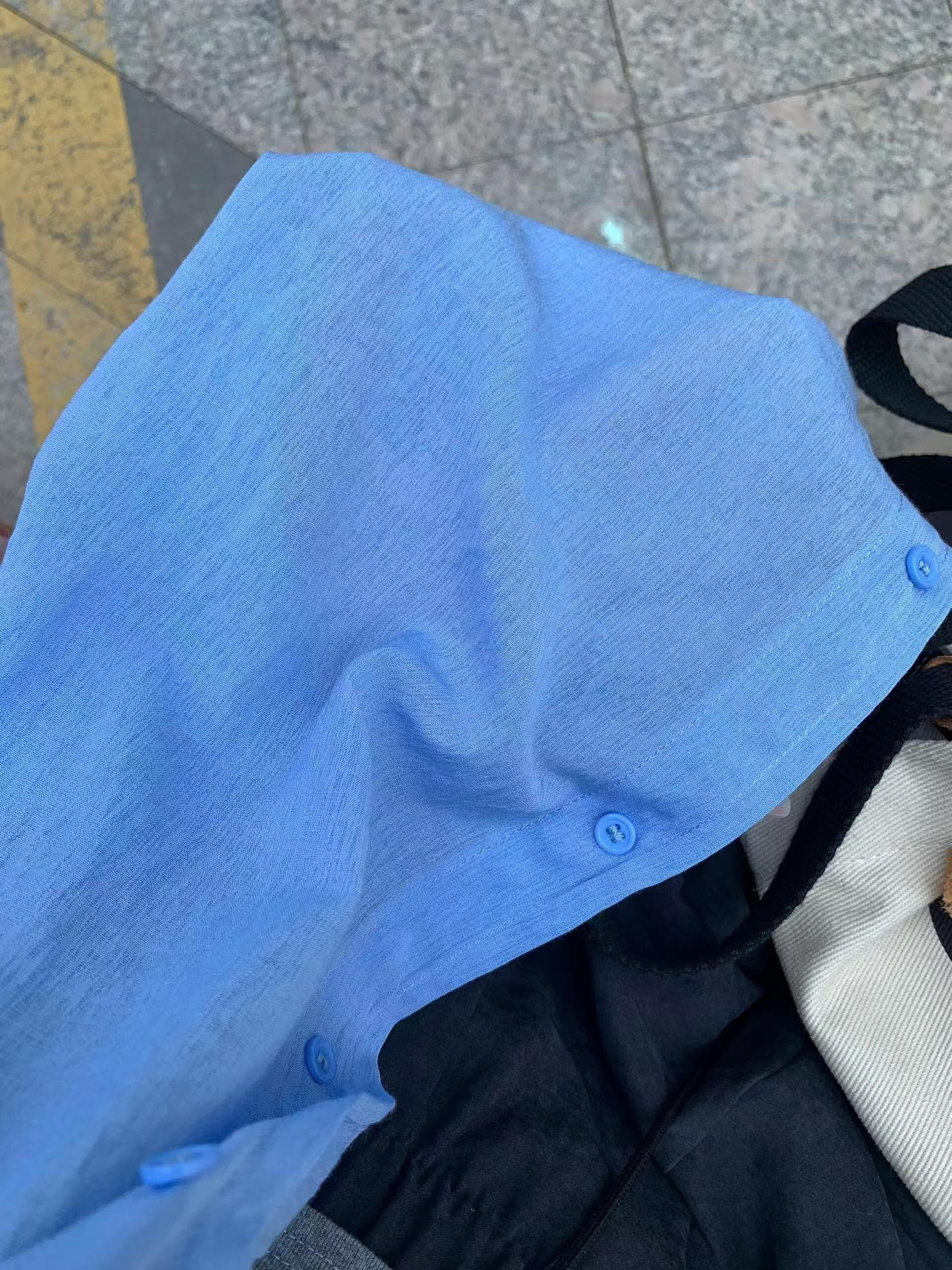 파란색 질감 센스 여성 셔츠 가을 루즈핏 캐주얼 기초 다용도 얇은 스타일 통기성 셔츠 재킷 상세 이미지 4