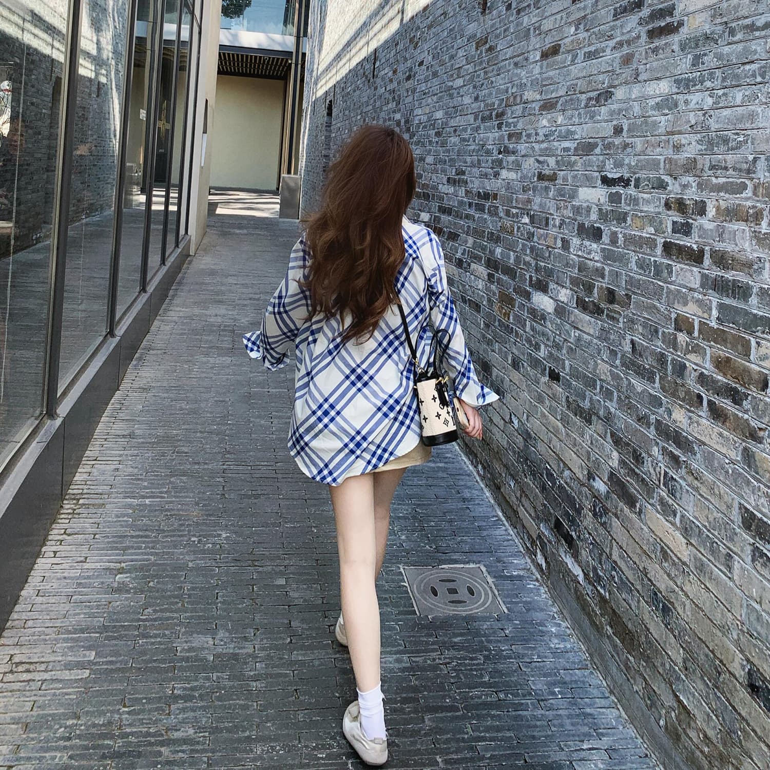 한 부서 파란색 스트라이프 긴팔 자외선 차단 여성 셔츠 봄 가을 느긋한 루즈핏 캐주얼 디자인 센스 맨위 재킷 상세 이미지 4