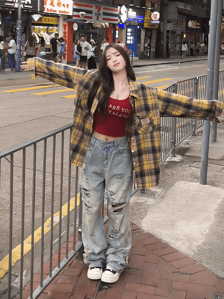아메리칸 레트로 파란색 체크무늬 여성 셔츠 가을 2026 새로운 셔츠 재킷 디자인 센스 작은 대중 맨위 상세 이미지 5