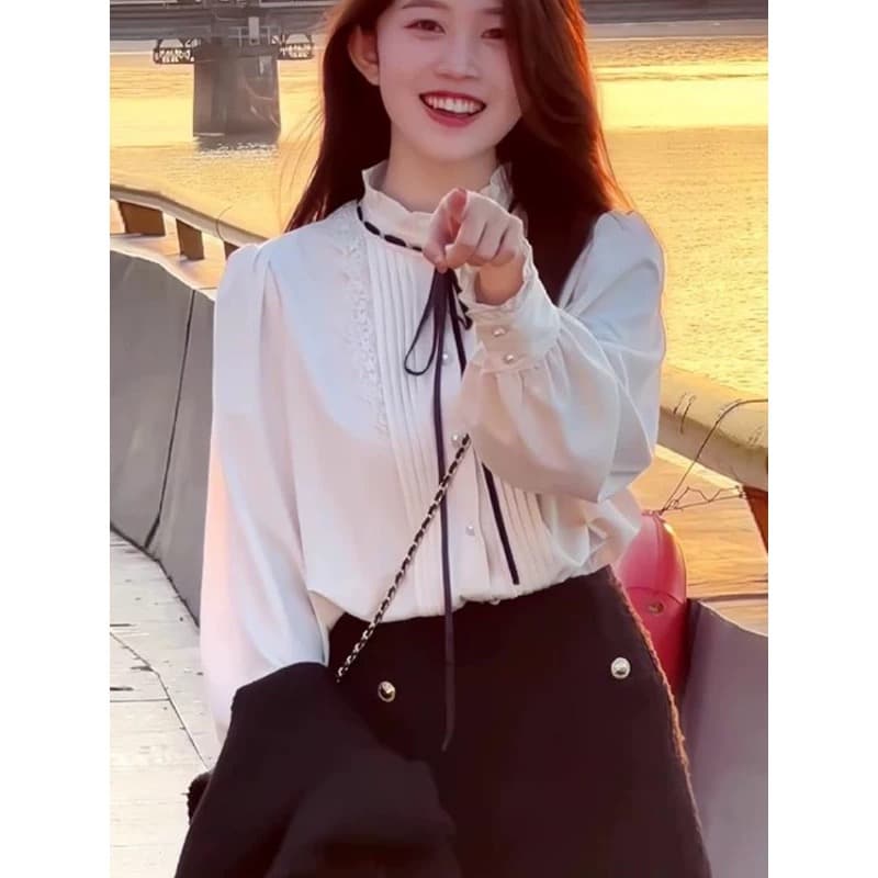 고급 센스 샤오 양 로드 중 명문 여성 고급 한국 드라마 여성 주님 착용 가져 가라. 부유 한 가족 천 골드 셔츠 상세 이미지 4